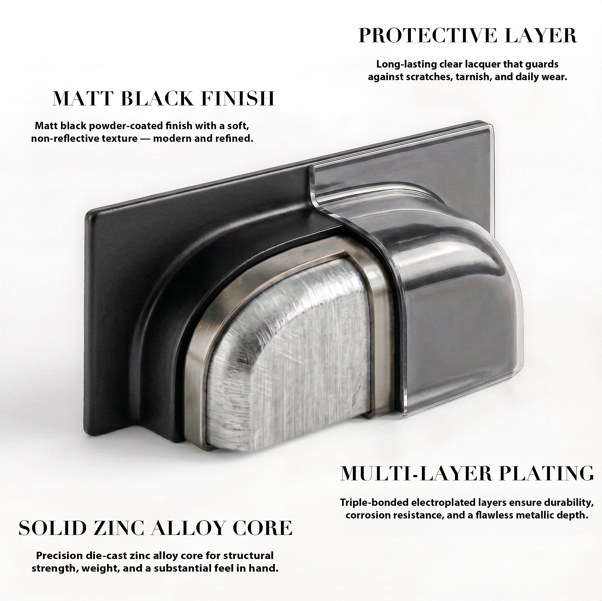 Tala - Square Cup Handle - Matt Black – view 7