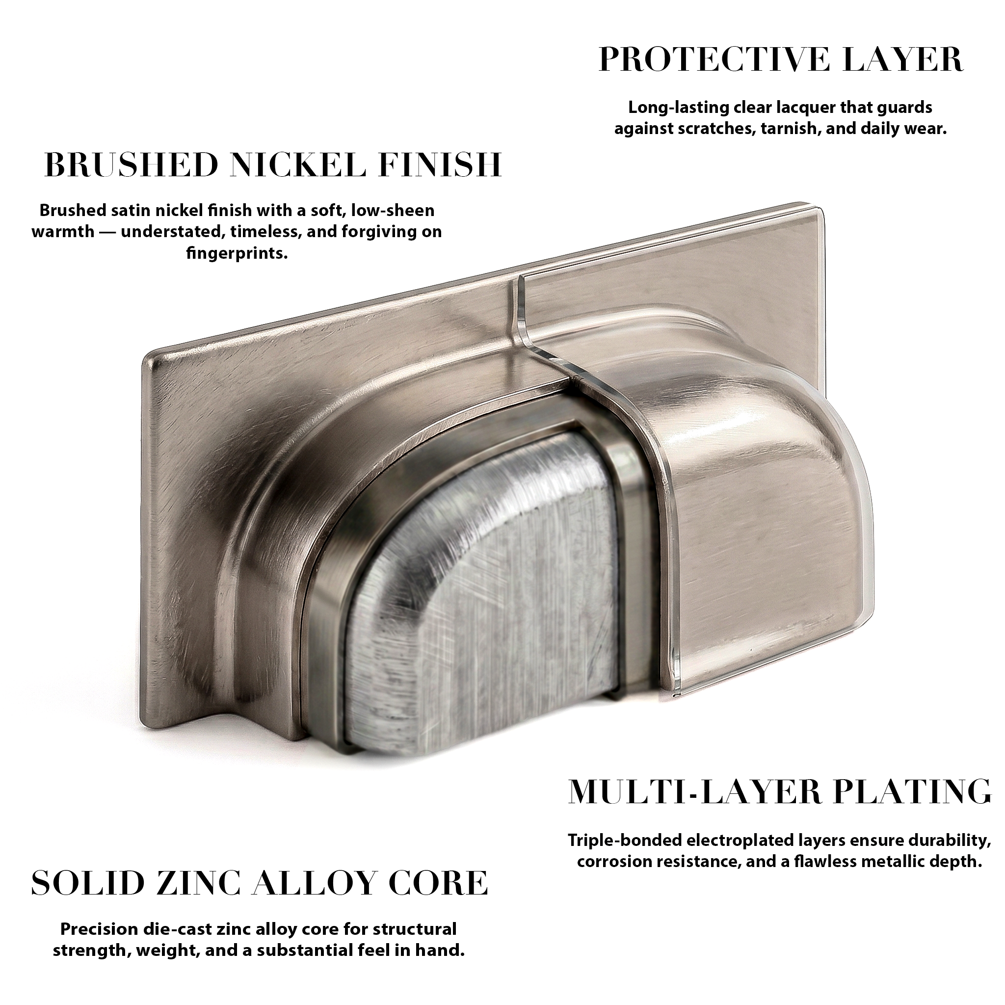 Tala - Square Cup Handle - Brushed Chrome - Decor And Decor