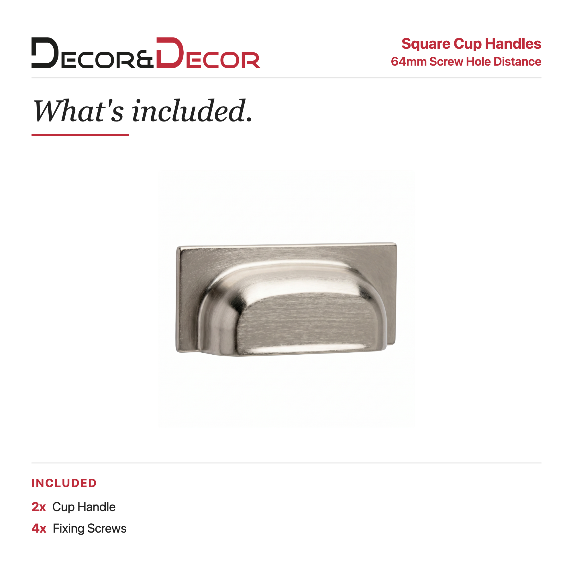 Tala - Square Cup Handle - Brushed Chrome - Decor And Decor
