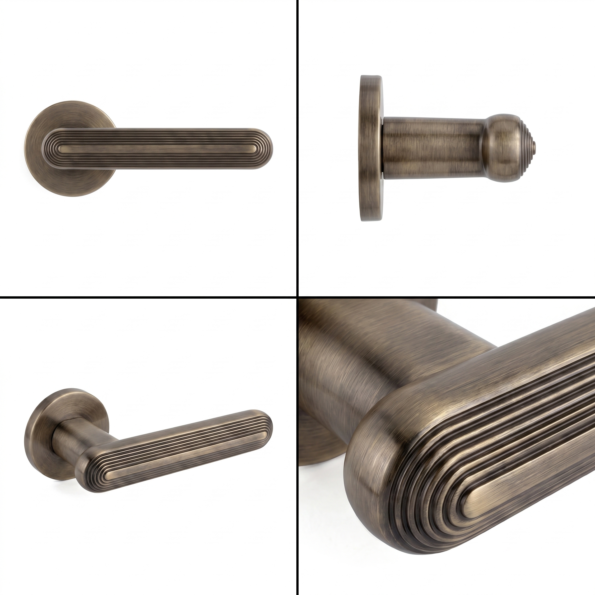 Marin Antique Brass Passage Door Lever Handles - Latch Kit Set - Decor And Decor