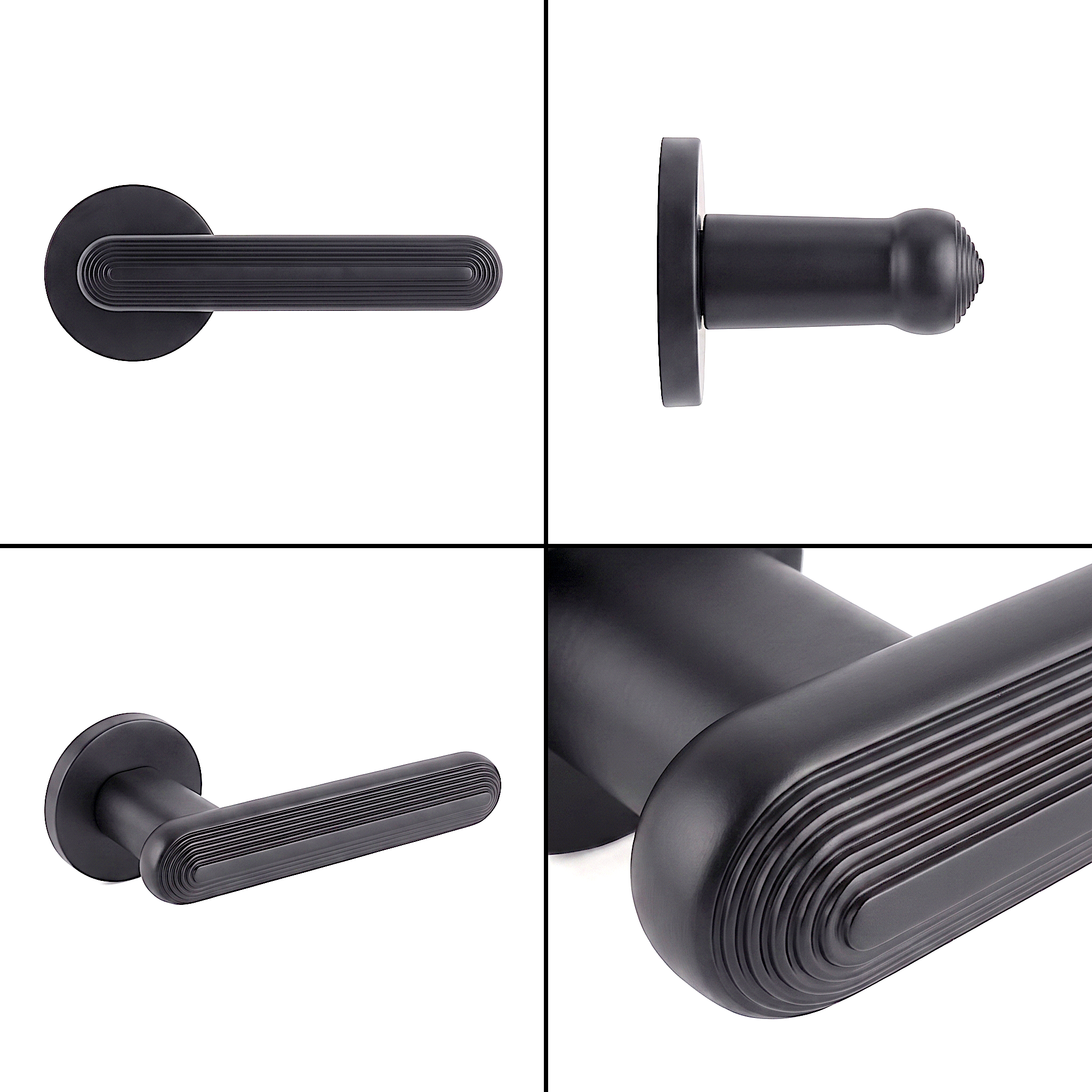 Marin Matt Black Bathroom Door Lever Handles - Bathroom Kit Set - Decor And Decor