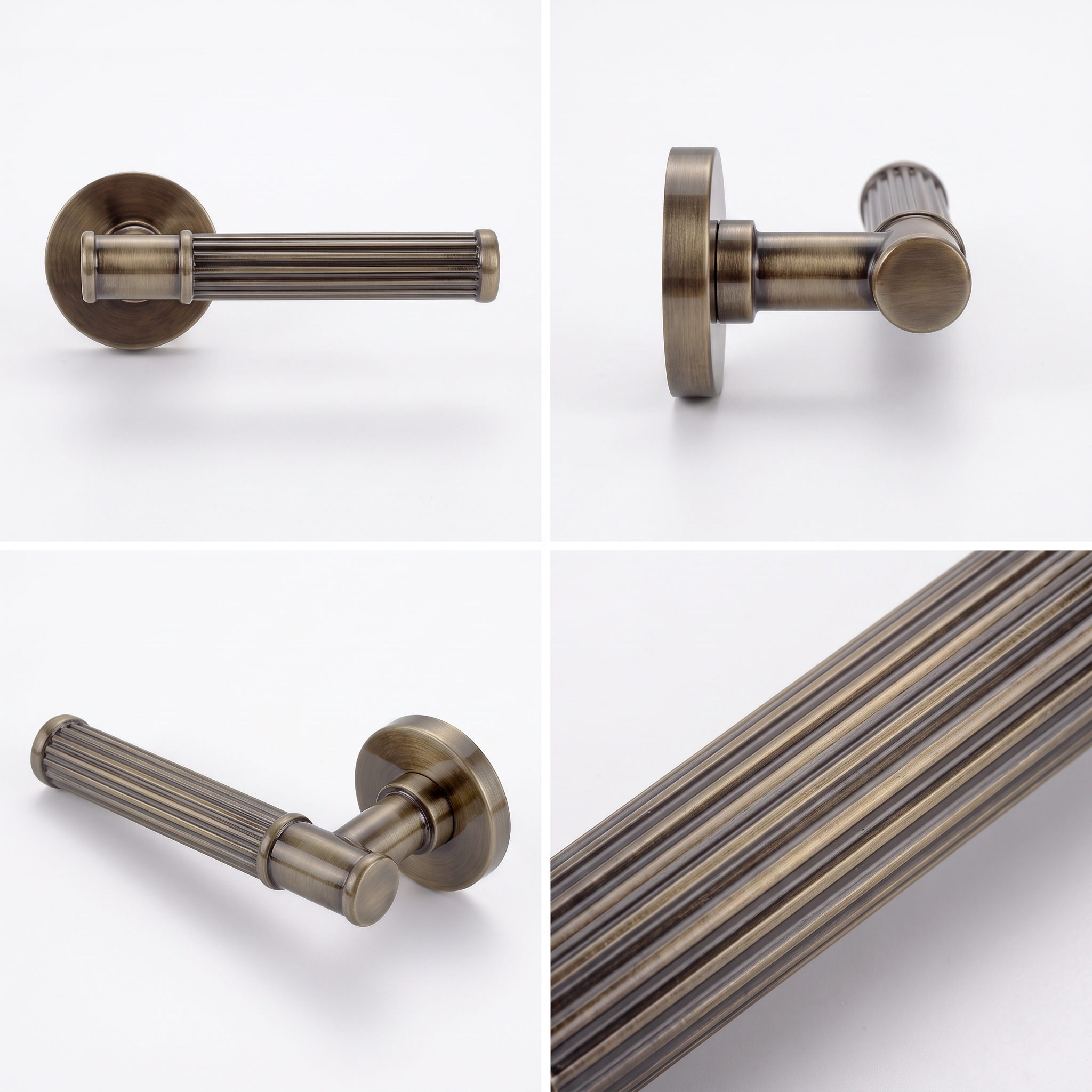 Leto Antique Brass Privacy Door Lever Handles - Sash Lock Kit Set - Decor And Decor