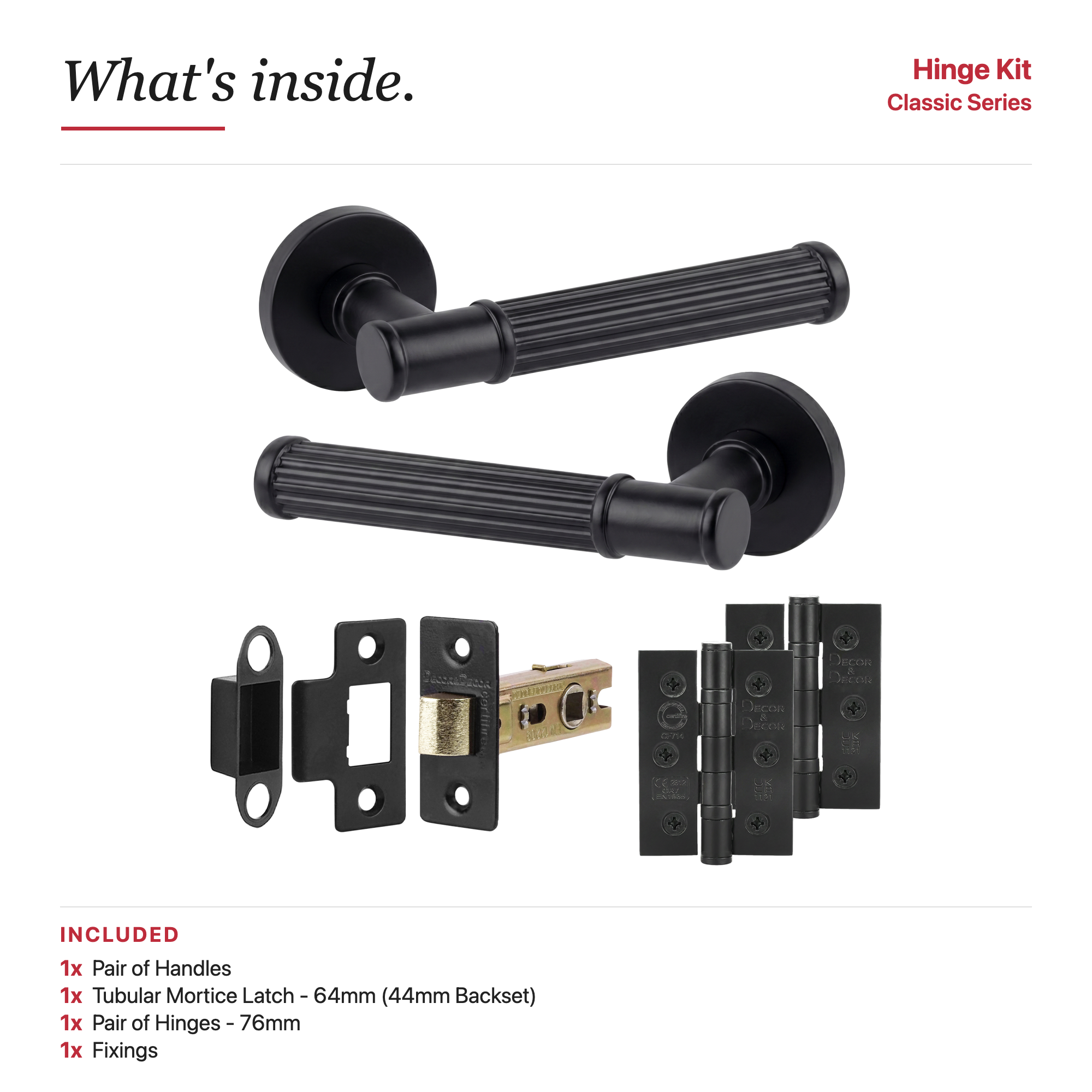 Leto Matt Black Passage Door Lever Handles - Latch and Hinge Set - Decor And Decor