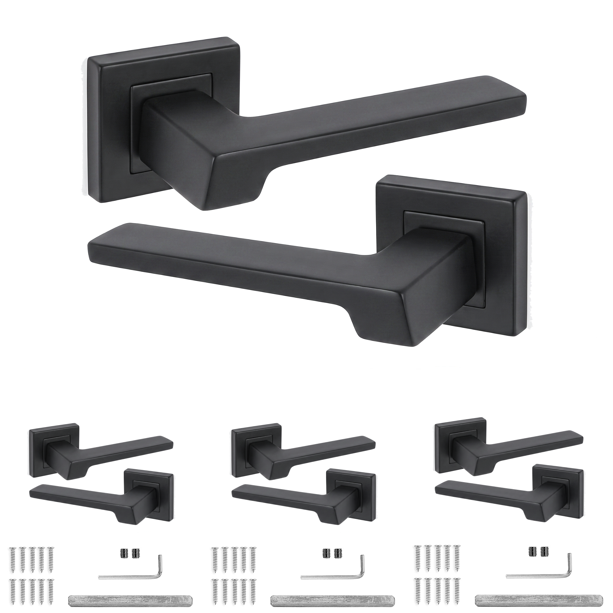 Spectra Matt Black Door Lever Handles - Pack of 4 Pairs