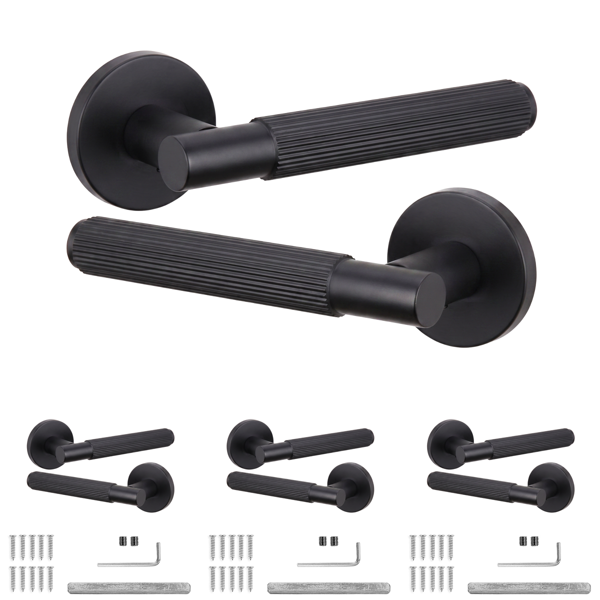 Hera Matt Black Door Lever Handles - Pack of 4 Pairs