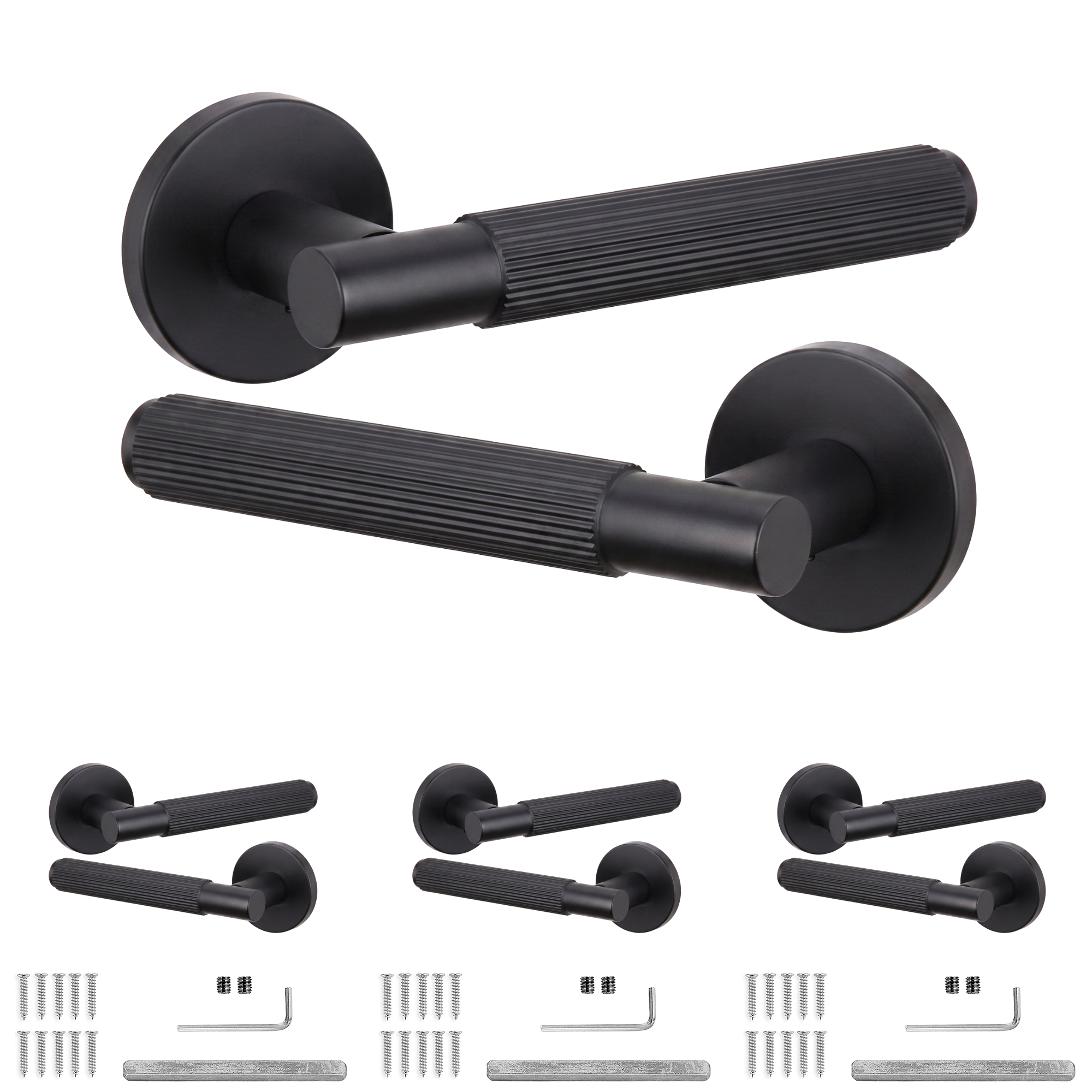 Hera Matt Black Door Lever Handles - Pack of 4 Pairs
