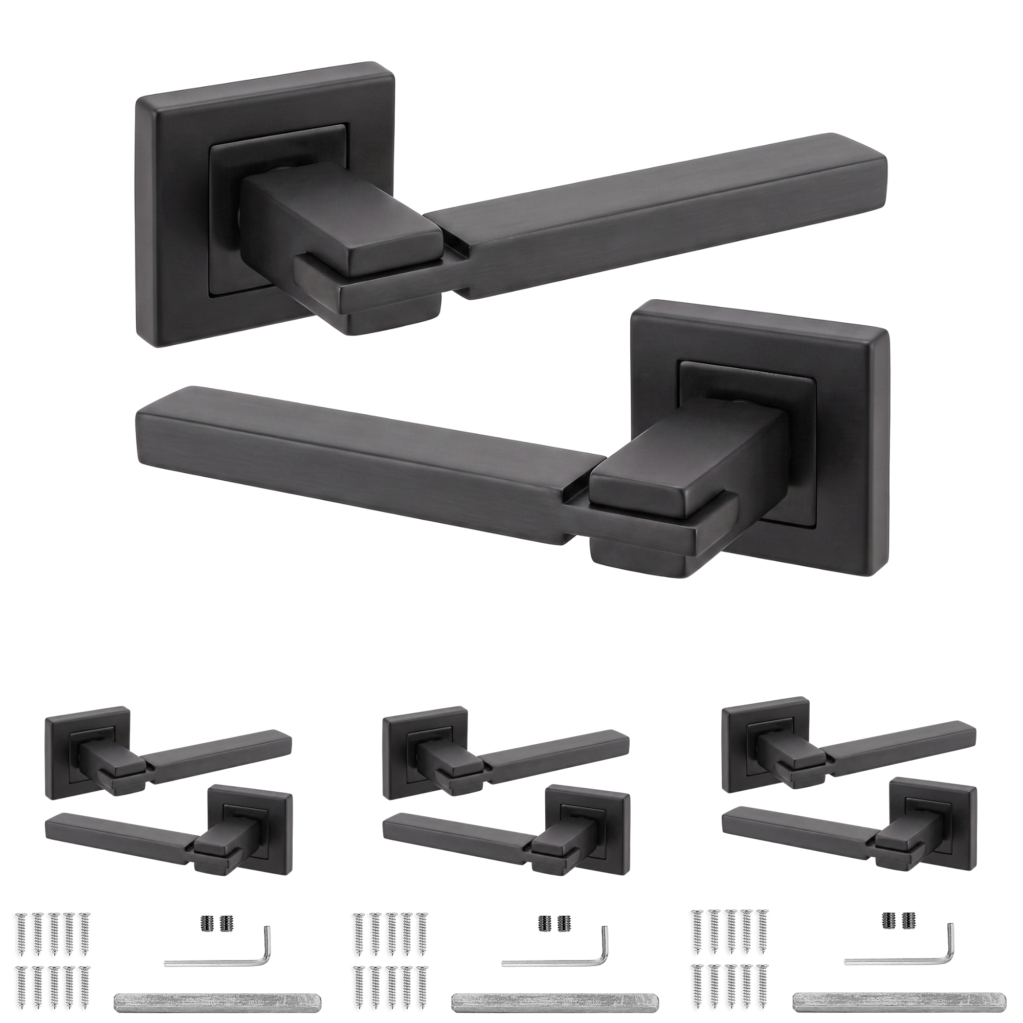 Nexus Matt Black Door Lever Handles - Pack of 4 Pairs