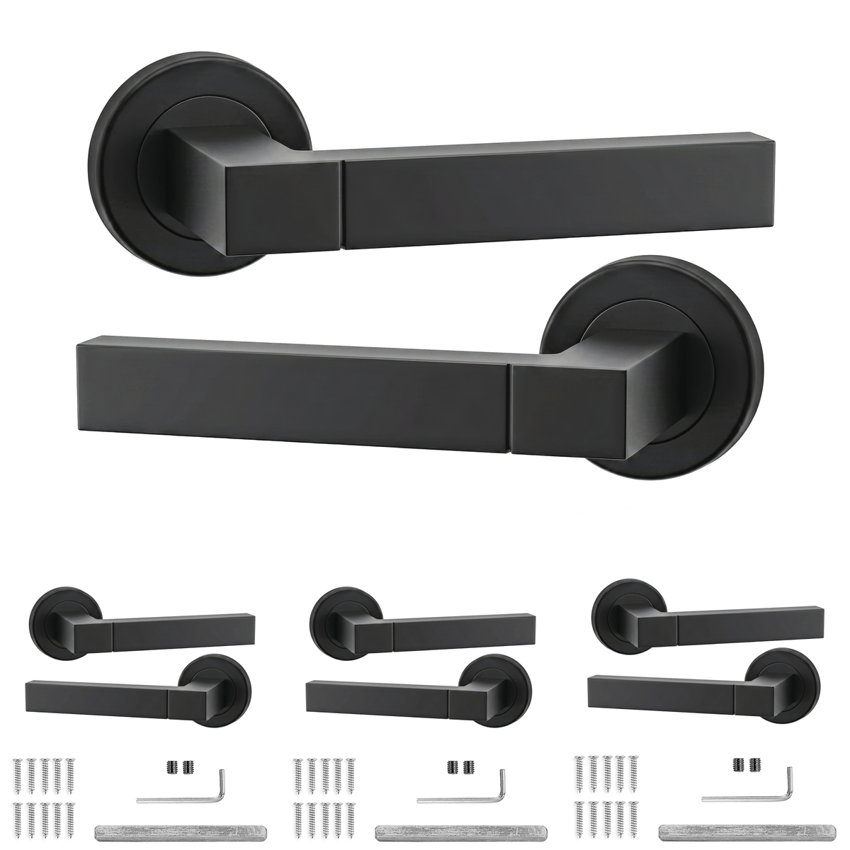 Lumina Matt Black Door Lever Handles - Pack of 4 Pairs