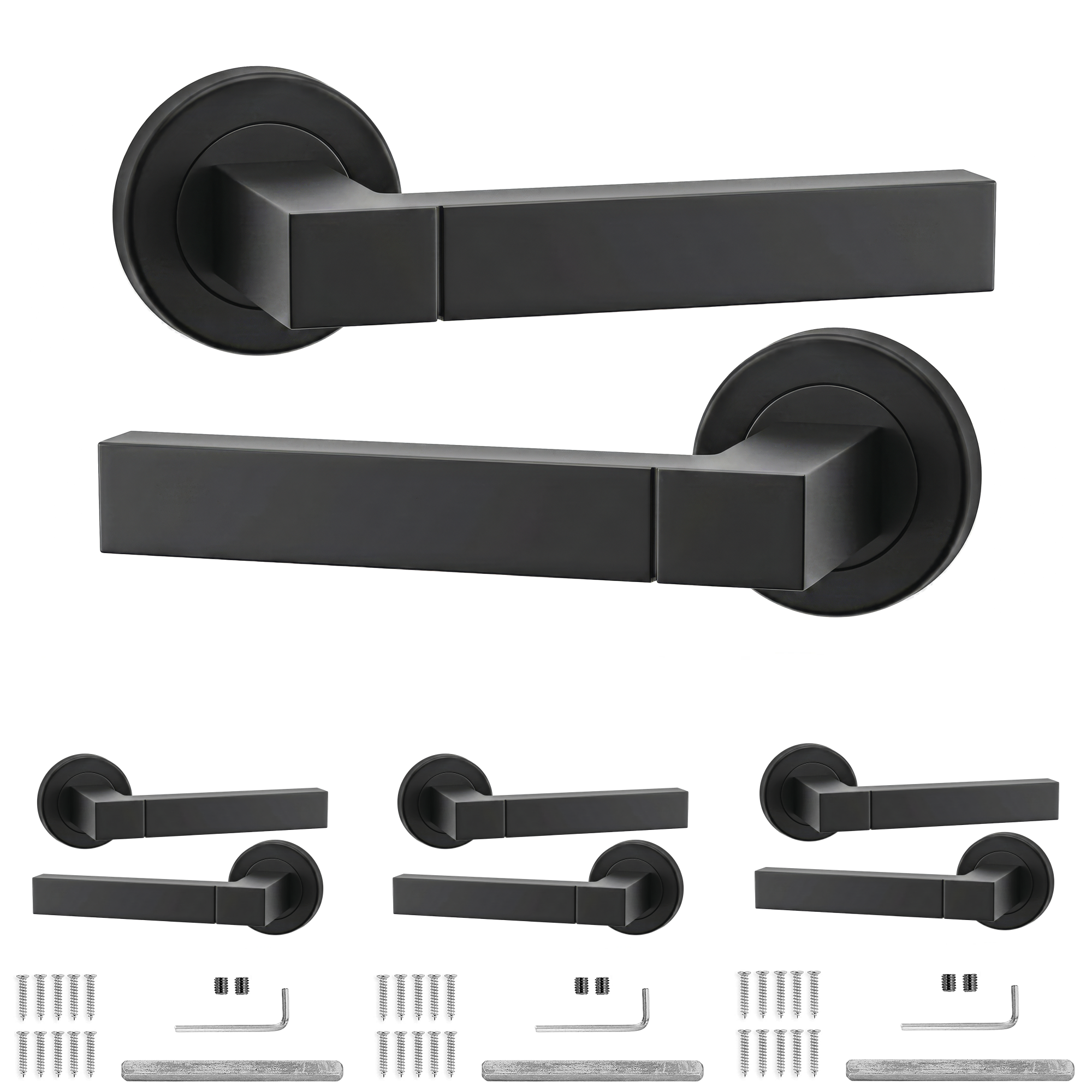 Lumina Matt Black Door Lever Handles - Pack of 4 Pairs