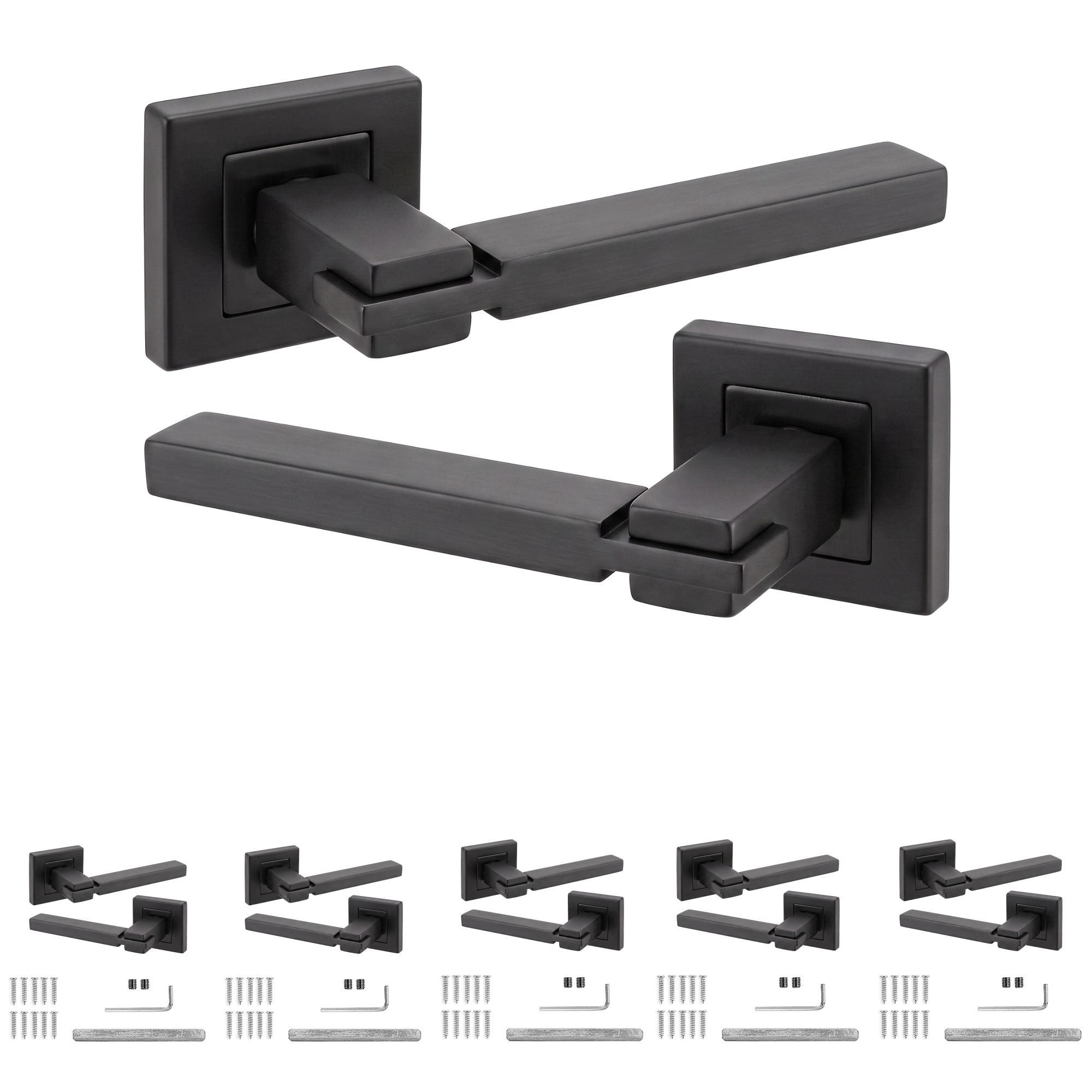Nexus Matt Black Door Lever Handles - Pack of 6 Pairs