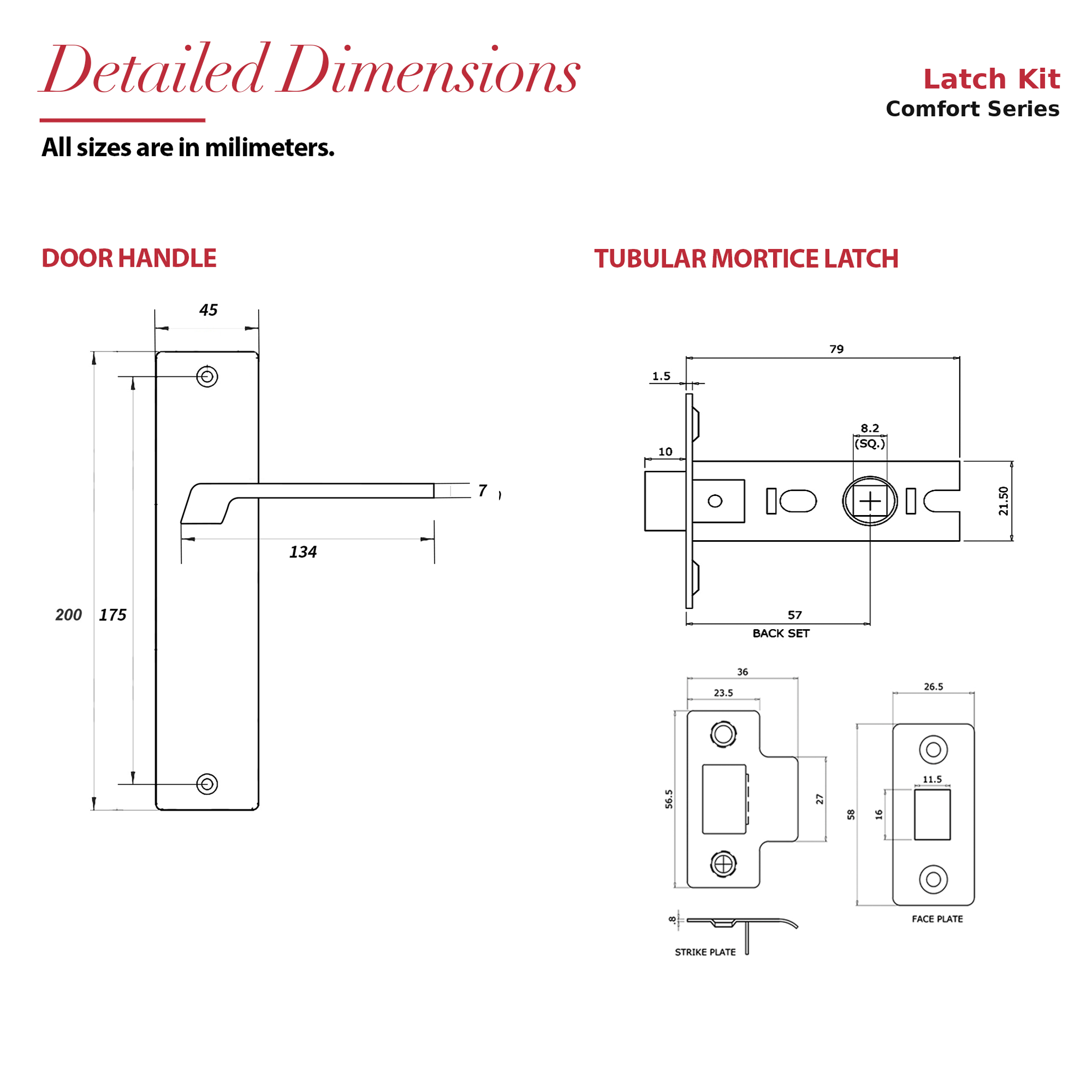 Spectra Antique Brass Passage Door Lever Handles on Backplate – dimensions and measurements diagram