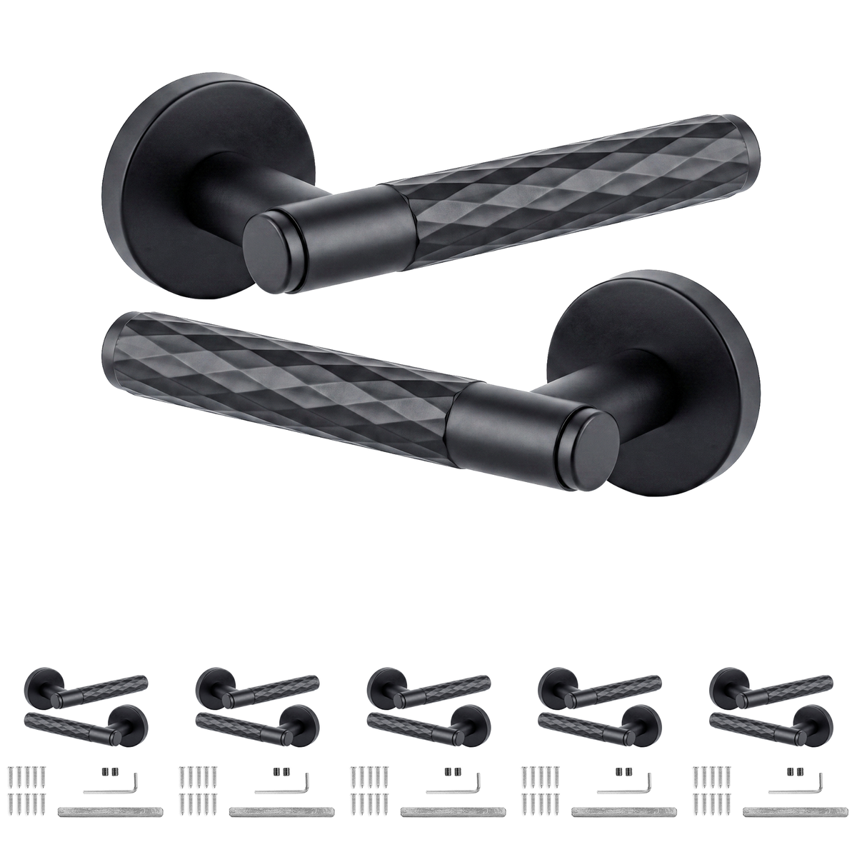Tore Matt Black Door Lever Handles - Pack of 6 Pairs
