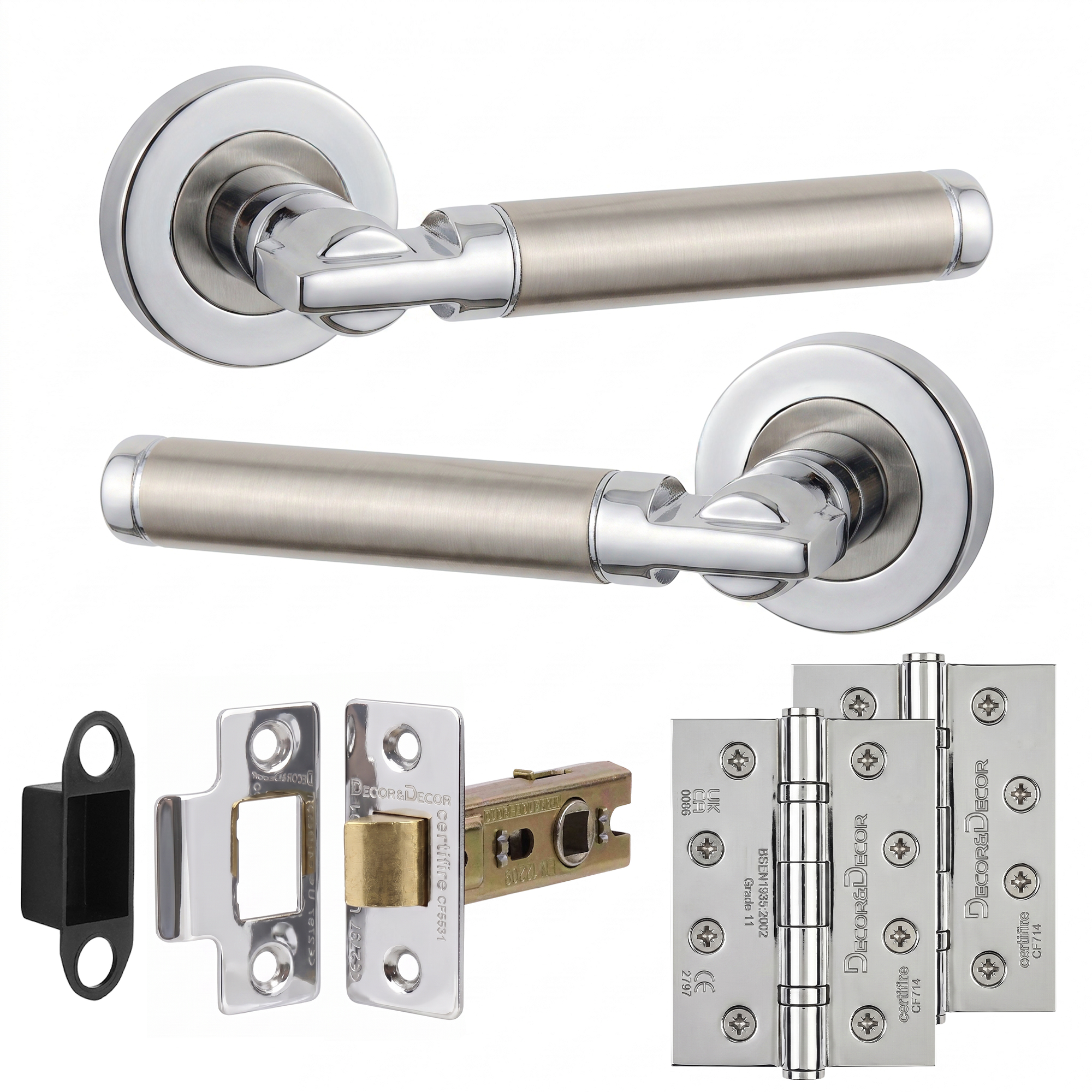 Enigma Duo Finish Passage Door Lever Handles - Hinge Kit 102mm