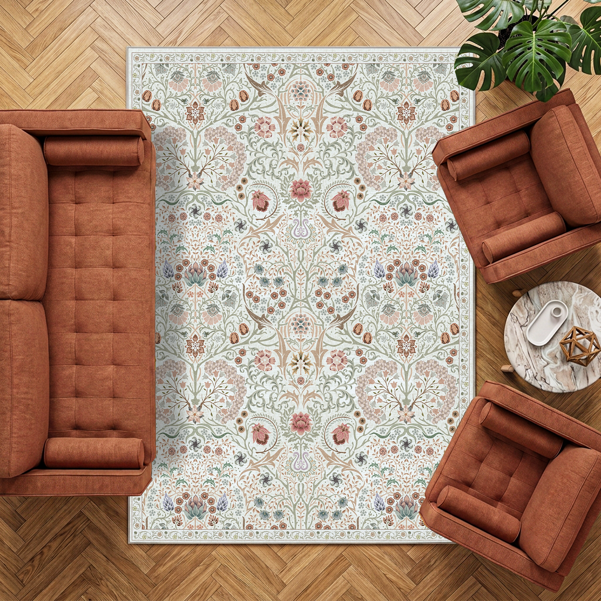 Astra - Vintage Floral Washable Large Living Room Rug - 160x230cm – view 2