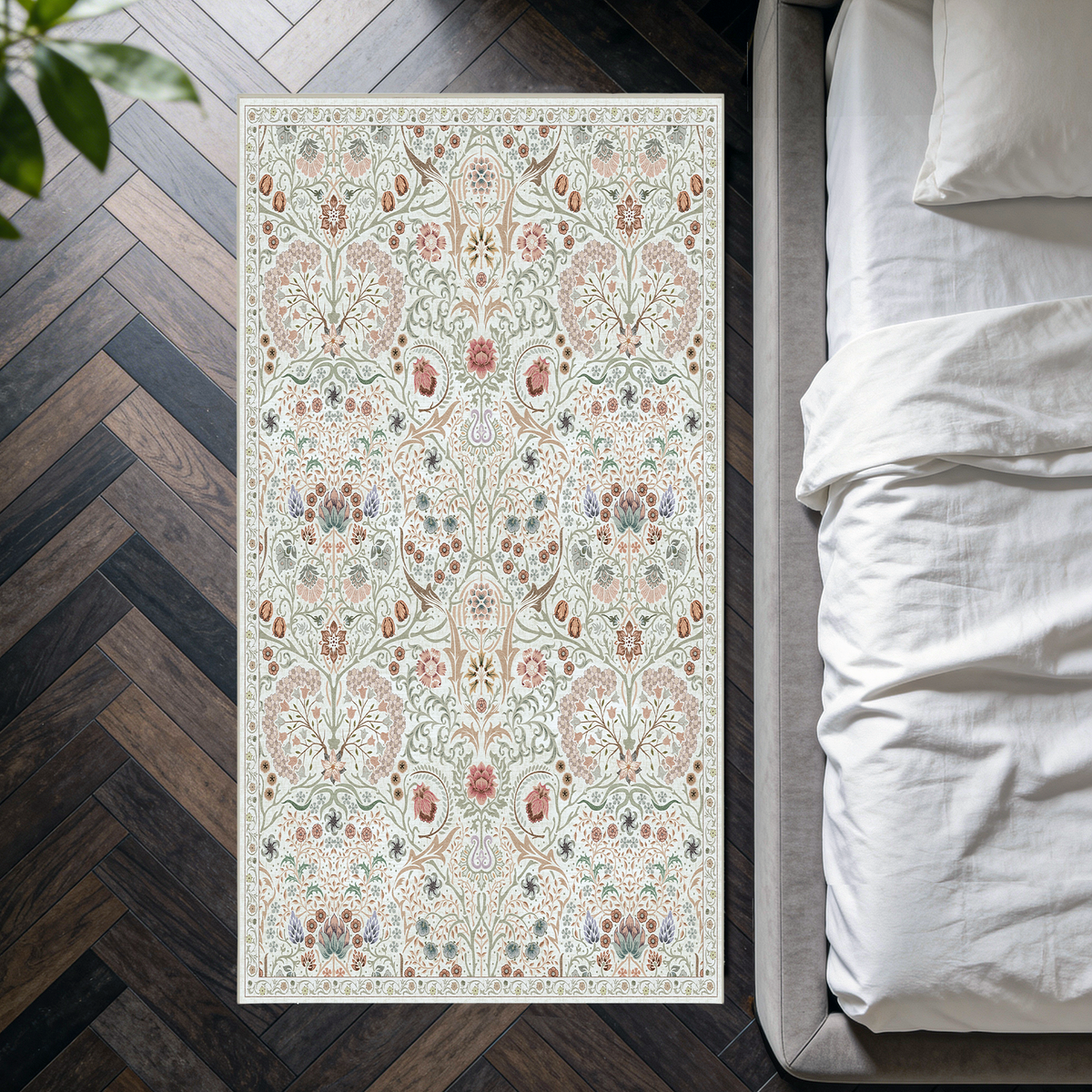 Astra - Vintage Floral Washable Kitchen Rug - 80x150cm – view 6