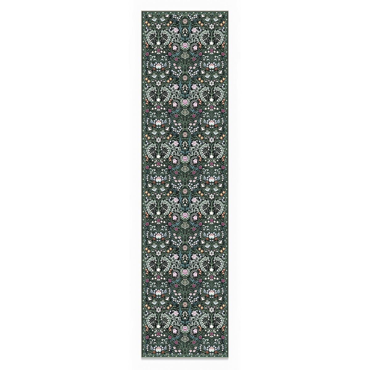 Cleo - Dark Botanical Floral Washable Runner Hallway Rug - 60x240cm
