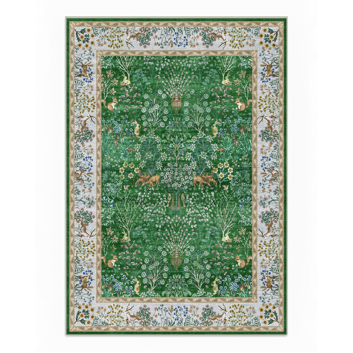 Elara - Green Persian-Style Washable Large Living Room Rug - 160x230cm