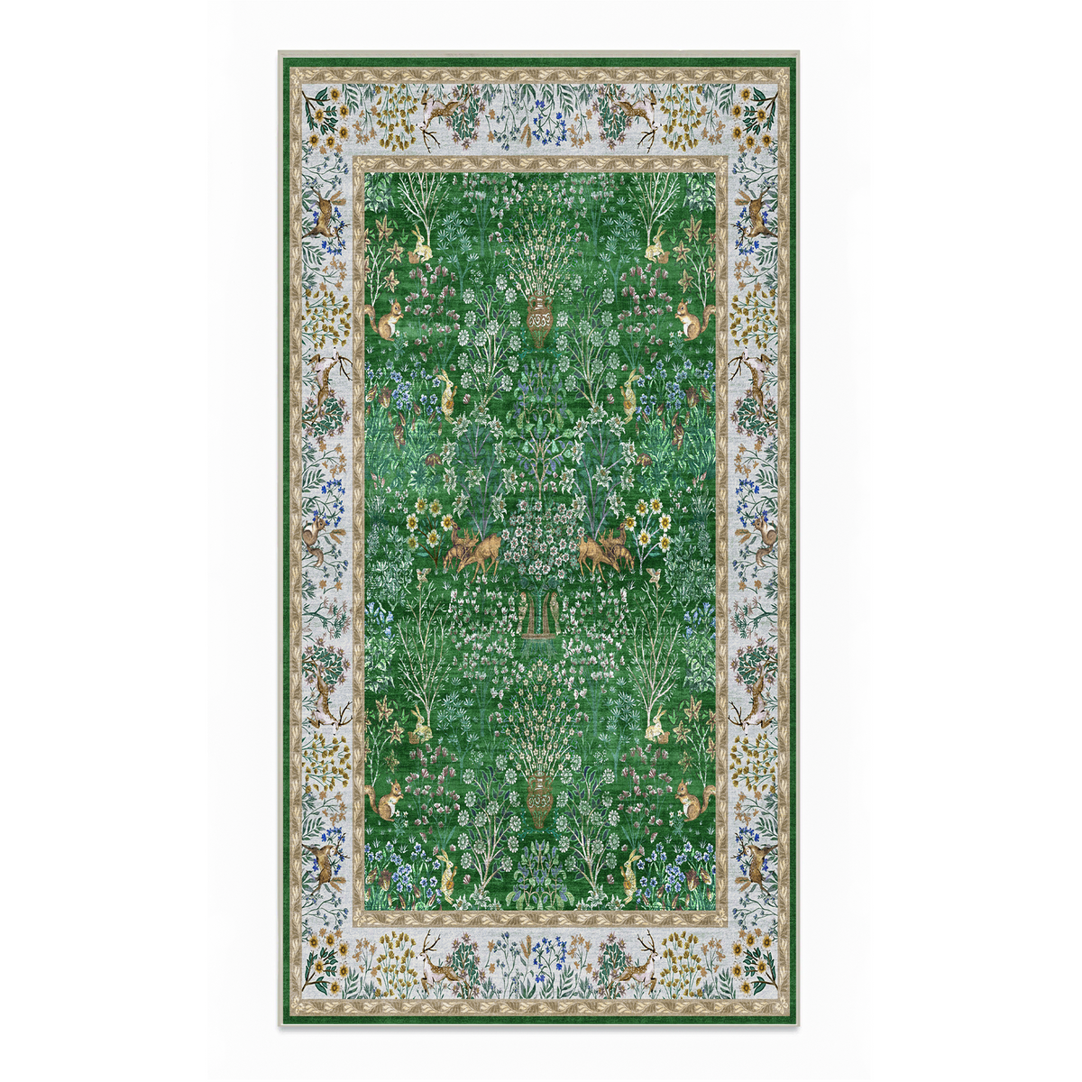 Elara - Green Persian-Style Washable Kitchen Rug - 80x150cm