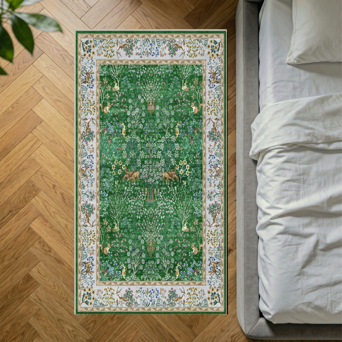 Elara - Green Persian-Style Washable Kitchen Rug - 80x150cm – view 2