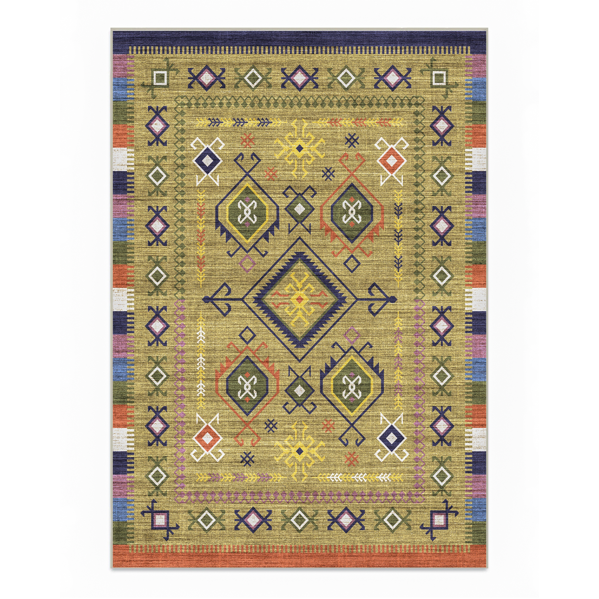 Lyra - Colourful Geometric Kilim Washable Large Living Room Rug - 160x230cm