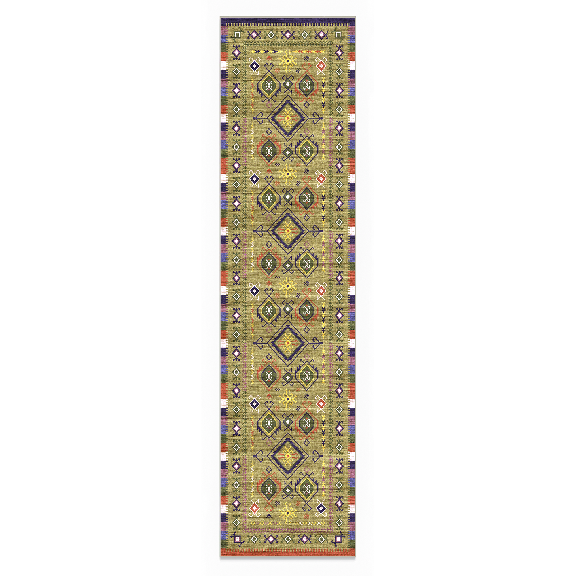 Lyra - Colourful Geometric Kilim Washable Runner Hallway Rug - 60x240cm