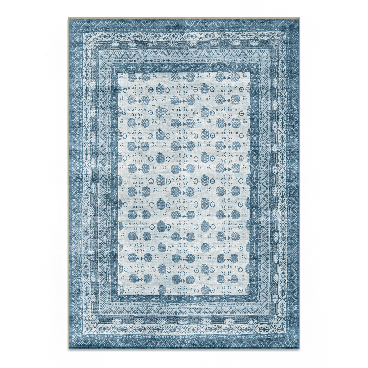 Nova - Blue Vintage Persian-Style Washable Large Living Room Rug - 160x230cm
