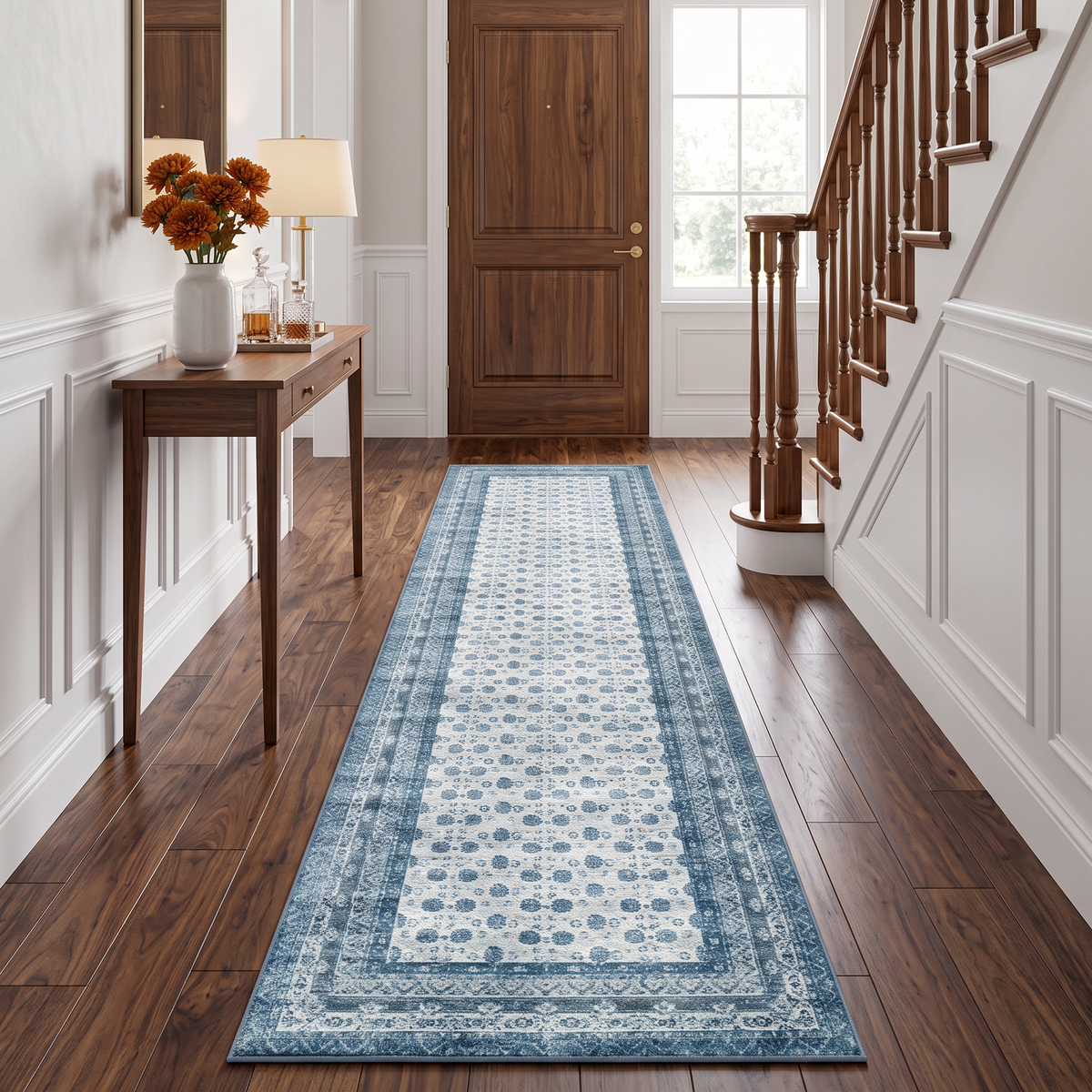 Nova - Blue Vintage Persian-Style Washable Runner Hallway Rug - 60x240cm – view 2