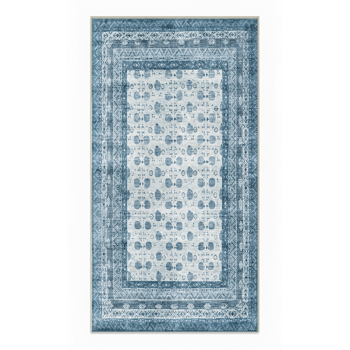Nova - Blue Vintage Persian-Style Washable Kitchen Rug - 80x150cm