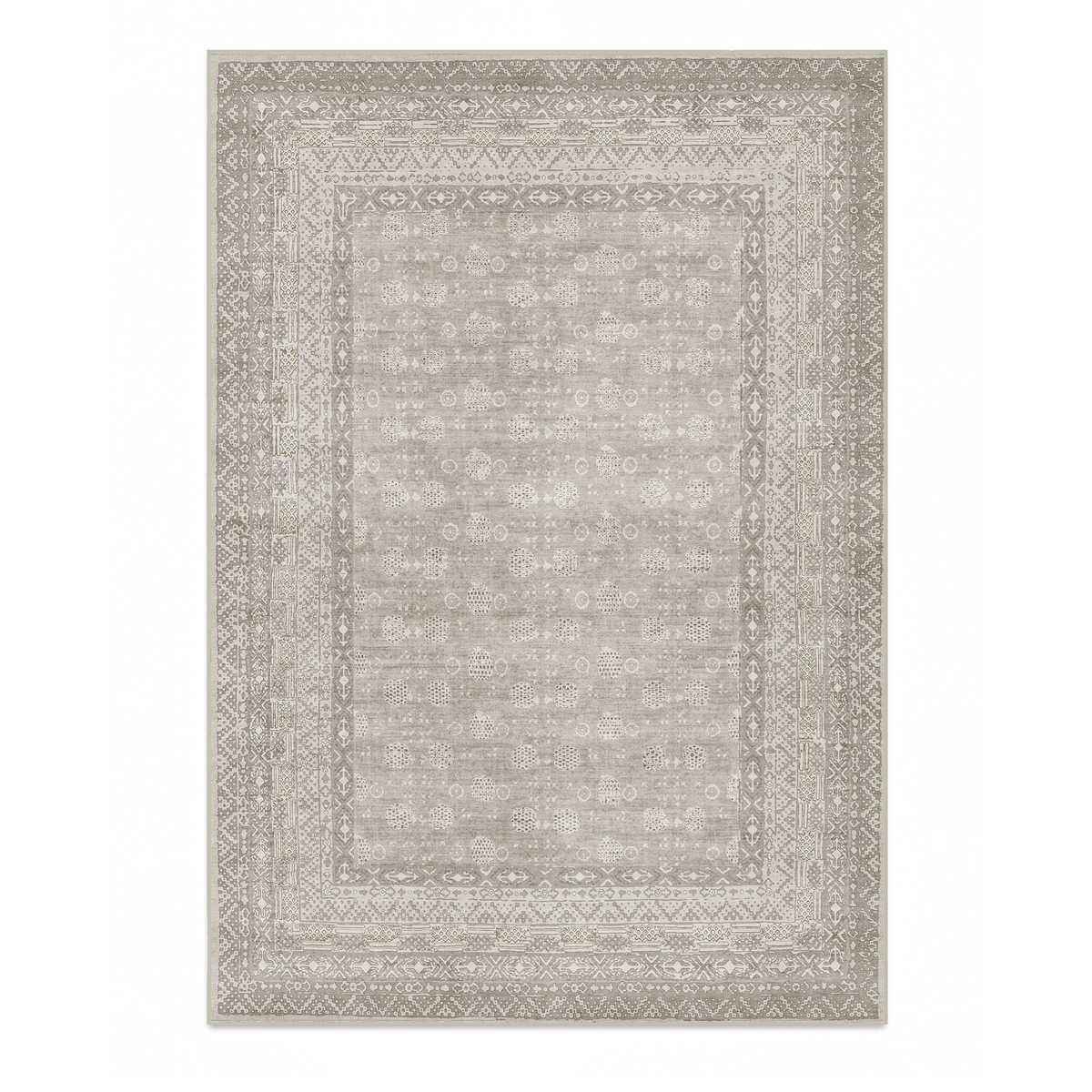 Seren - Neutral Distressed Washable Large Living Room Rug - 160x230cm – view 2