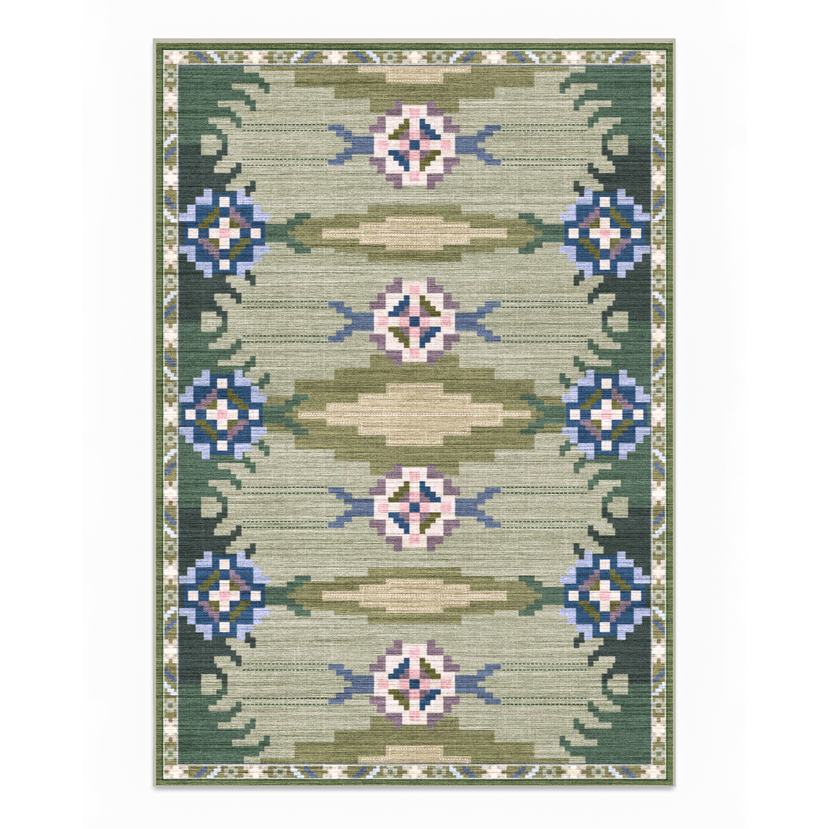 Sore - Sage Geometric Kilim Washable Large Living Room Rug - 160x230cm