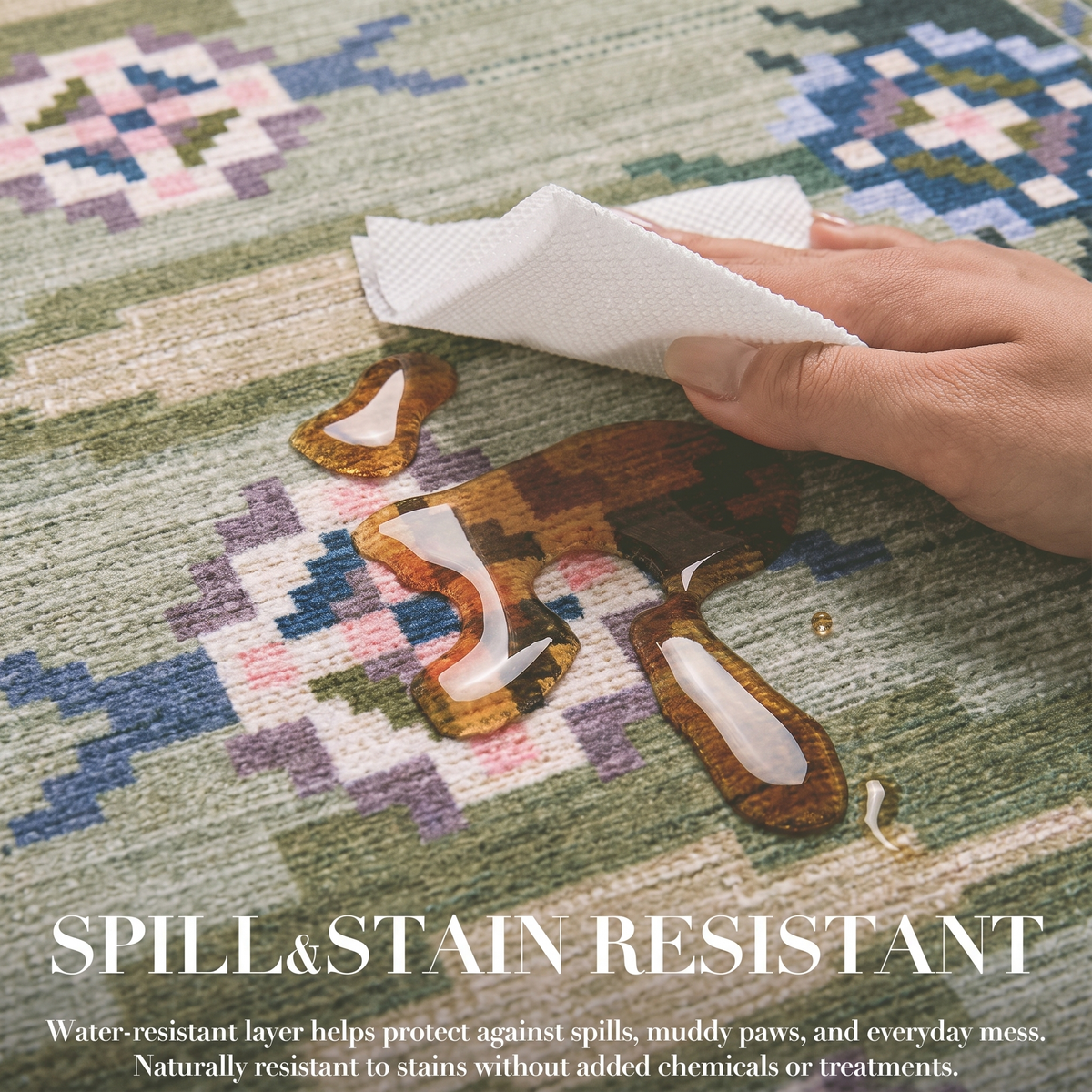Sore - Sage Geometric Kilim Washable Runner Hallway Rug - 60x240cm – view 4
