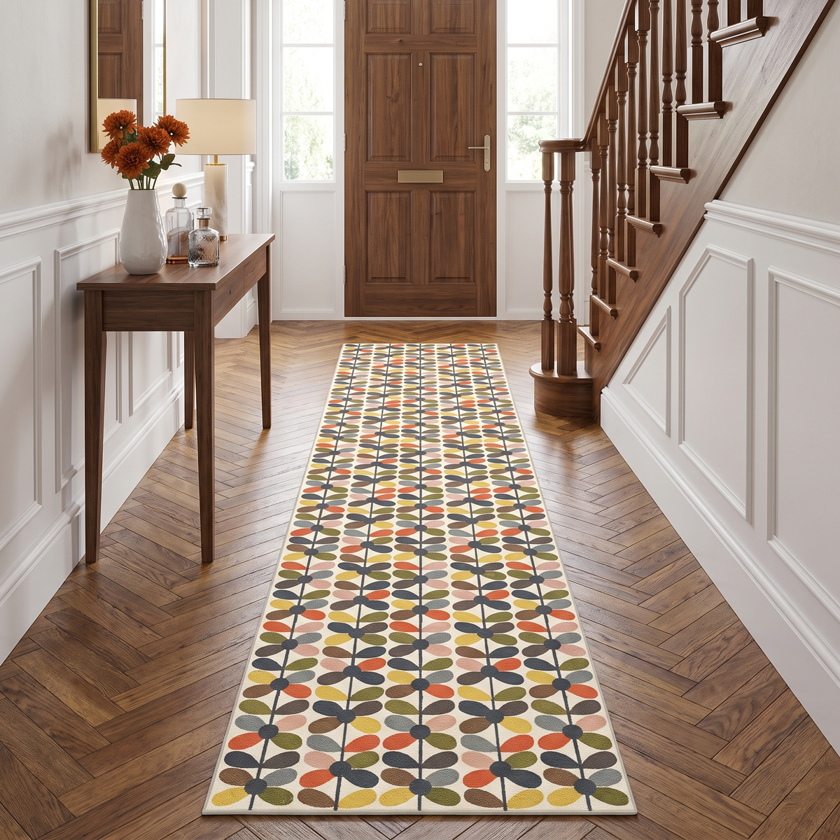 Zoe - Retro Botanical Washable Runner Hallway Rug - 60x240cm – view 5
