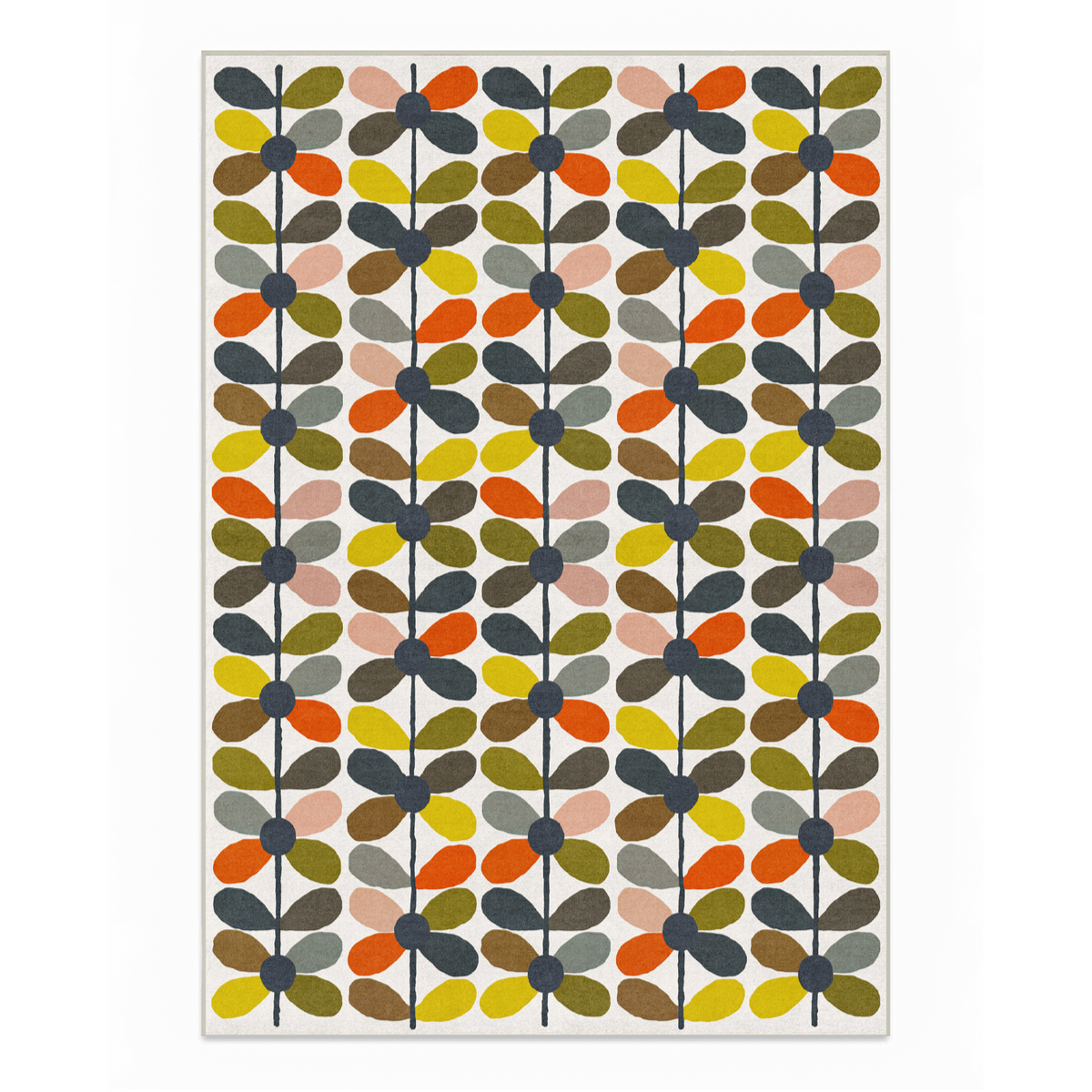 Zoe - Retro Botanical Washable Large Living Room Rug - 160x230cm