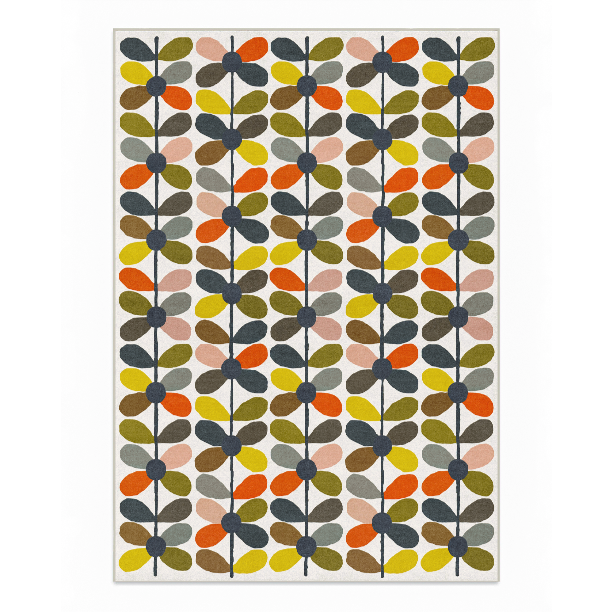 Zoe - Retro Botanical Washable Large Living Room Rug - 160x230cm
