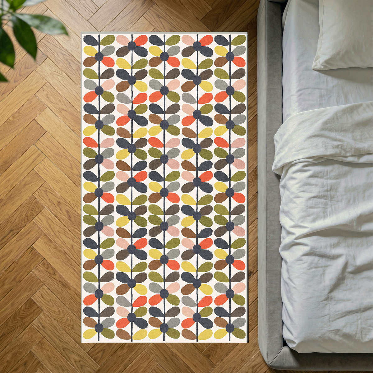 Zoe - Retro Botanical Washable Kitchen Rug - 80x150cm – view 2