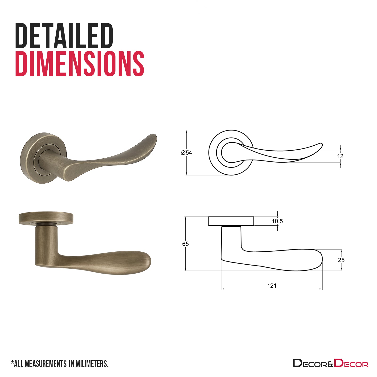 Nimbus Antique Brass Door Lever Handles - Pair of Handles