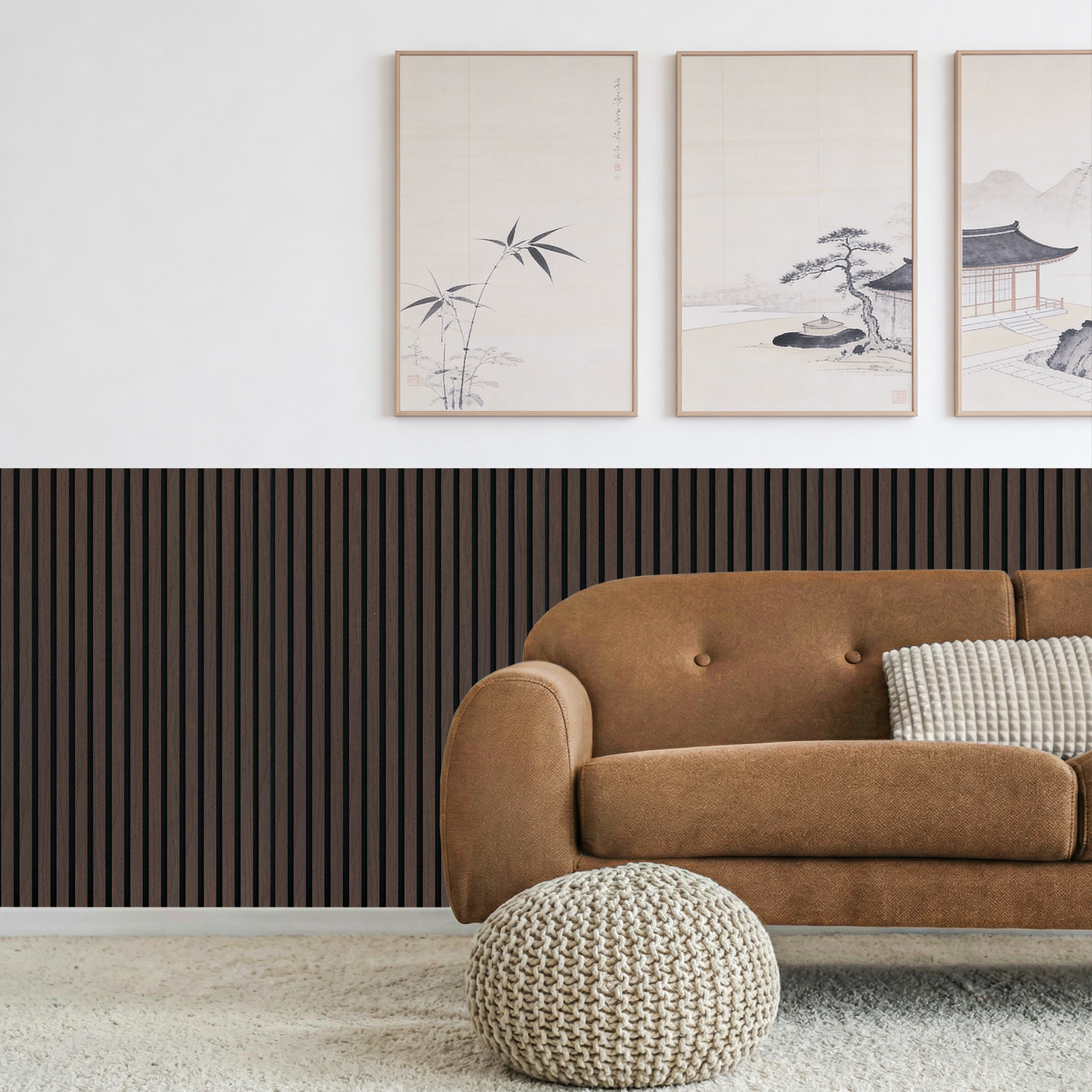 Acoustic Slat Wood Wall Panel - Smoked Oak - 1200 - Acoustic Panels | Decoranddecor