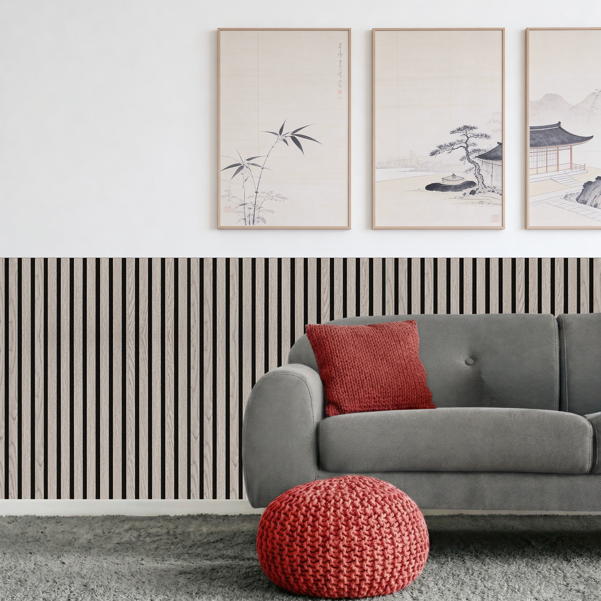 Acoustic Slat Wood Wall Panel - Grey Oak - 1200 - Acoustic Panels | Decoranddecor