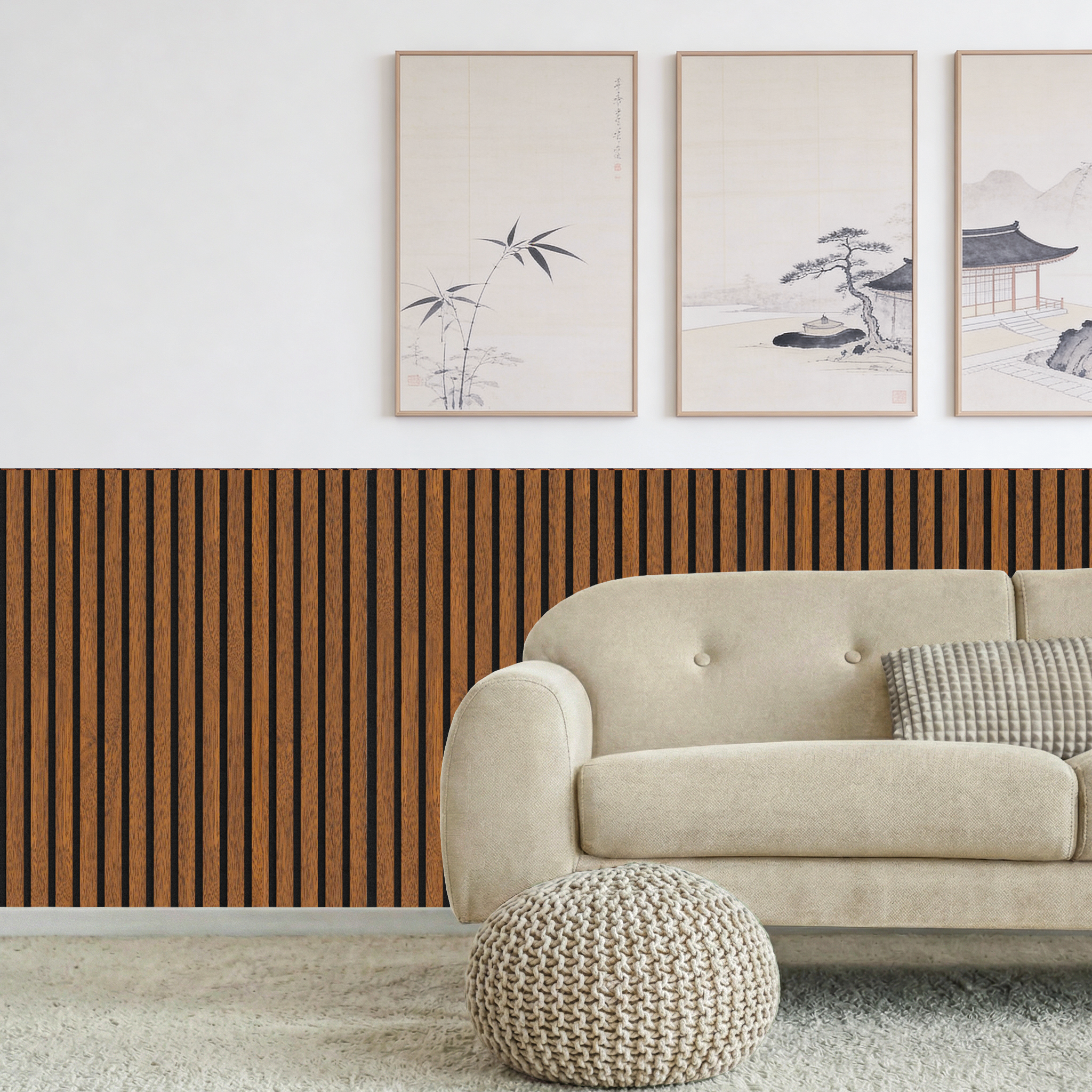 Acoustic Slat Wood Wall Panel - Walnut - 1200 - Acoustic Panels | Decoranddecor