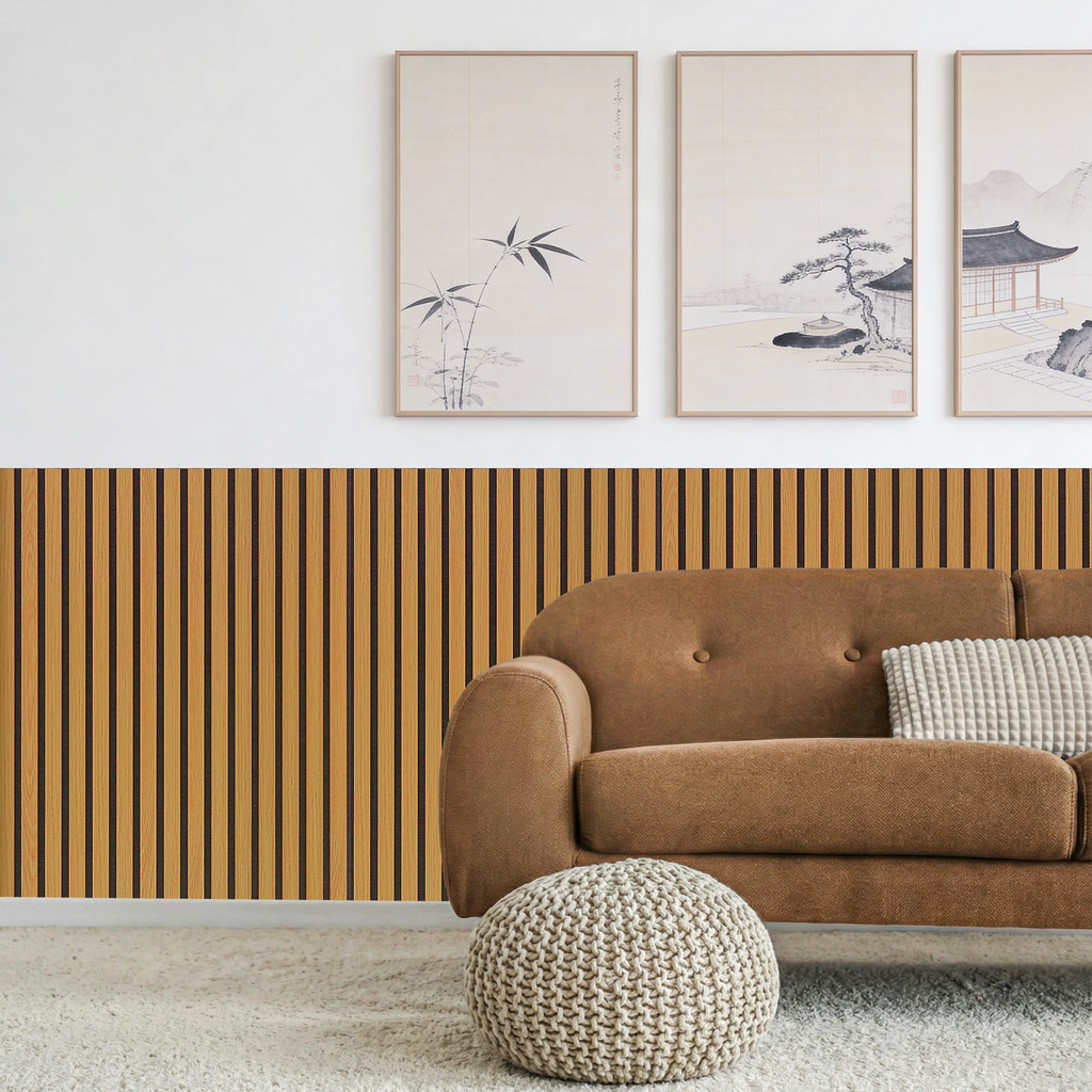 Acoustic Slat Wood Wall Panel Oak 1200