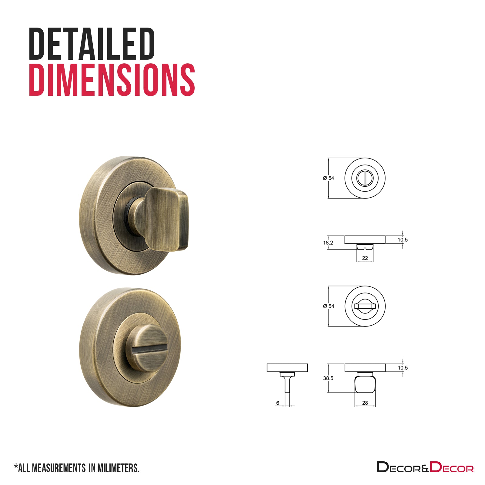 Nimbus Antique Brass Bathroom Door Lever Handles - Bathroom Kit Set