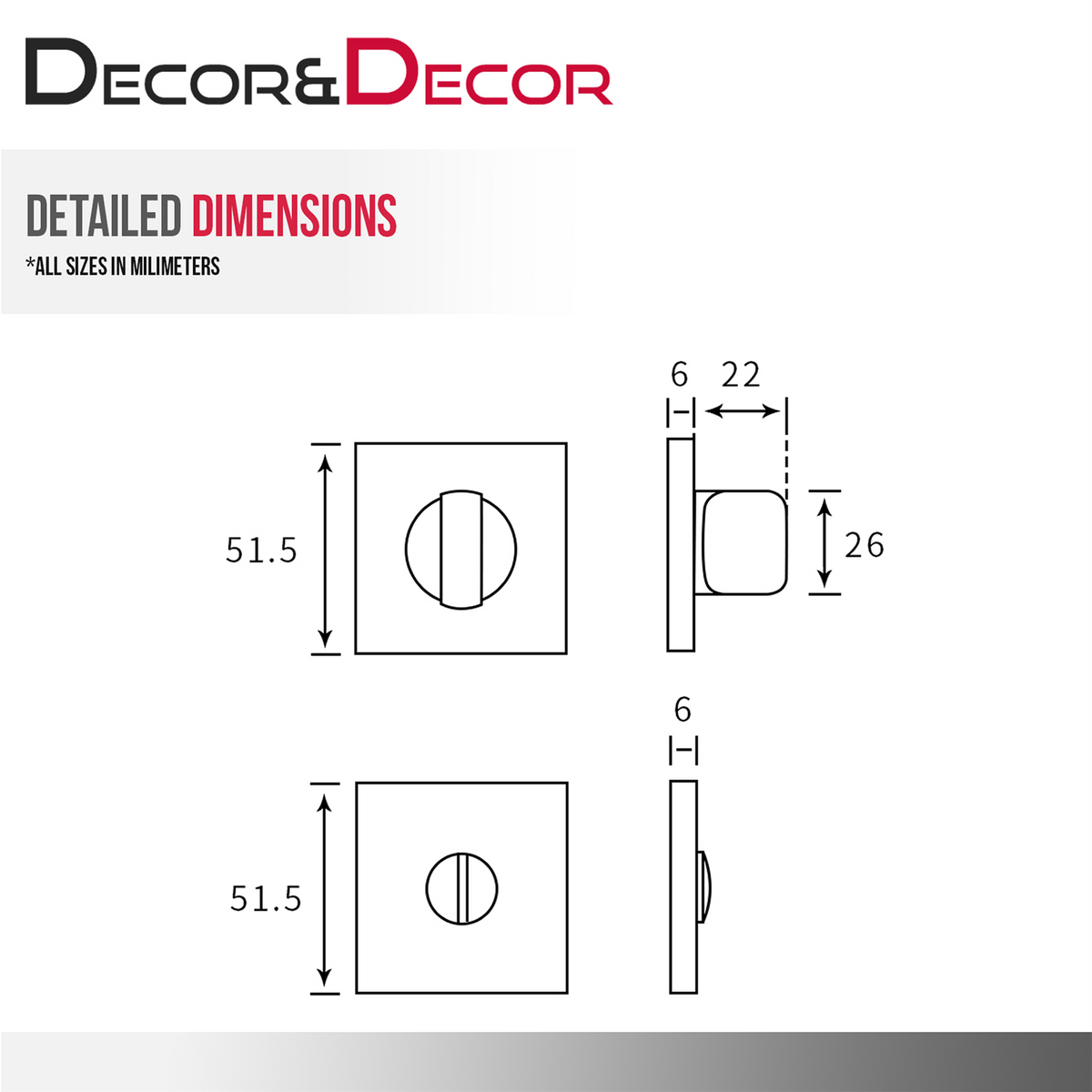 Fire Rated Tubular Mortice Deadbolt and Square Bathroom Turn And Release Thumbturn - Matt Black – view 9