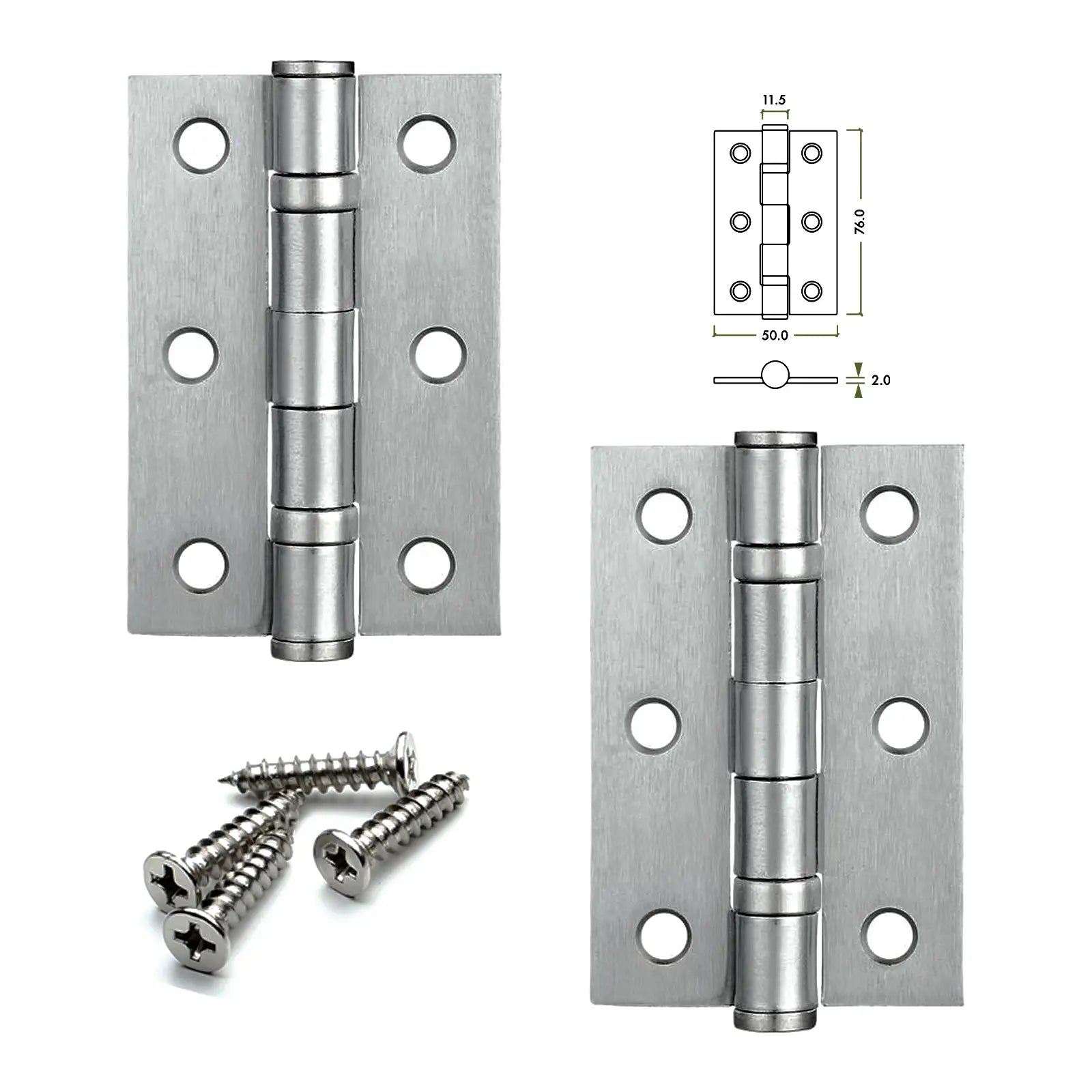 Ball Bearing Fire Rated Door Hinges - 76mm - Pair - Satin Nickel - Decor And Decor