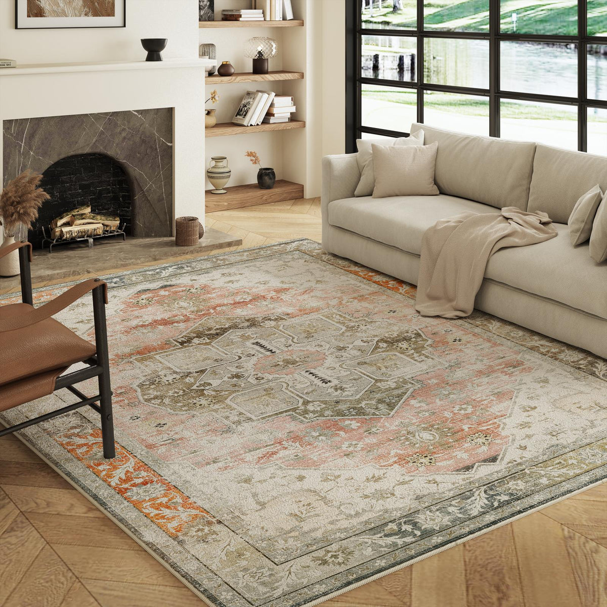 Novera - Vintage Washable Large Living Room Rug - 160x230cm