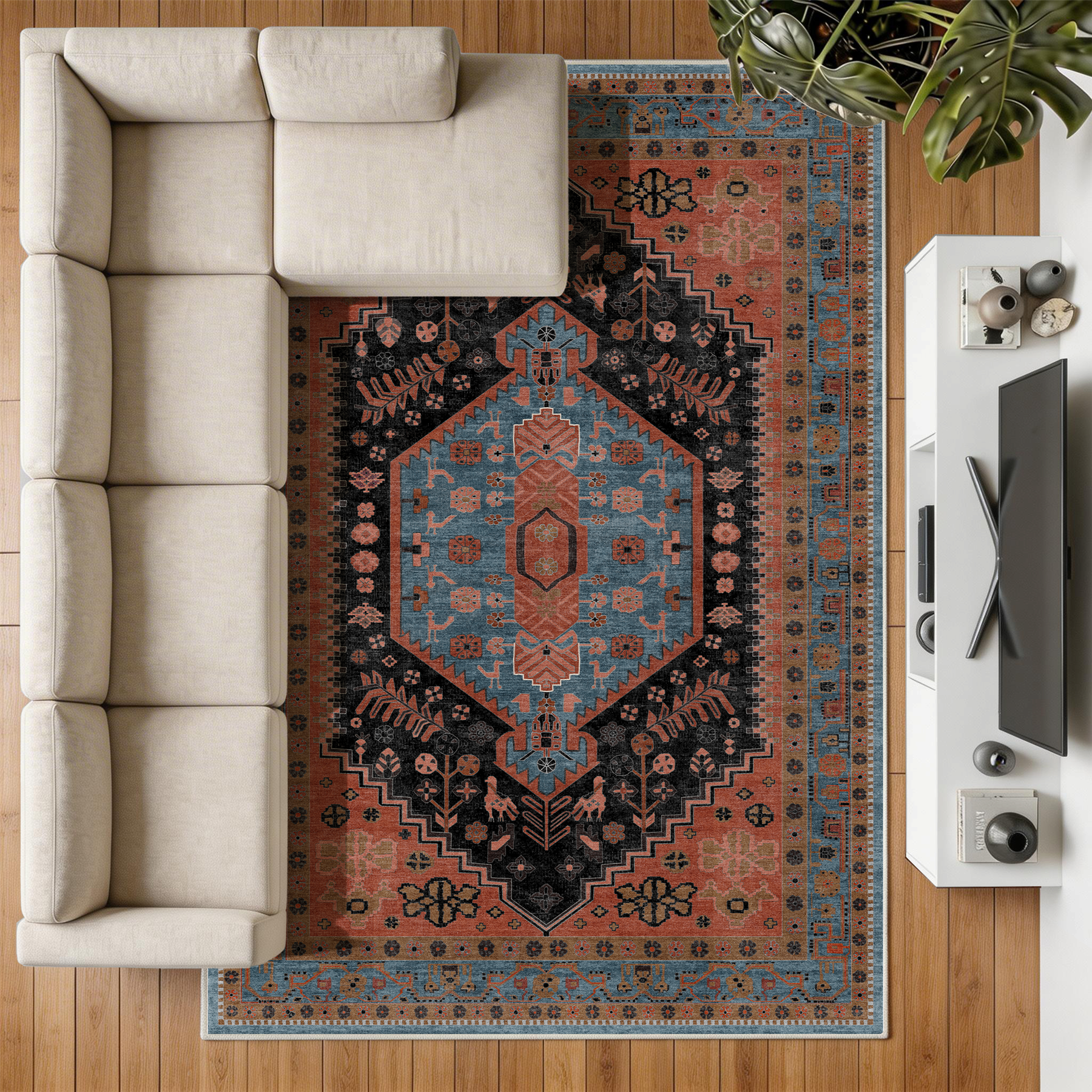 Lunora - Traditional Washable Extra Large Area Rug - 200x290cm