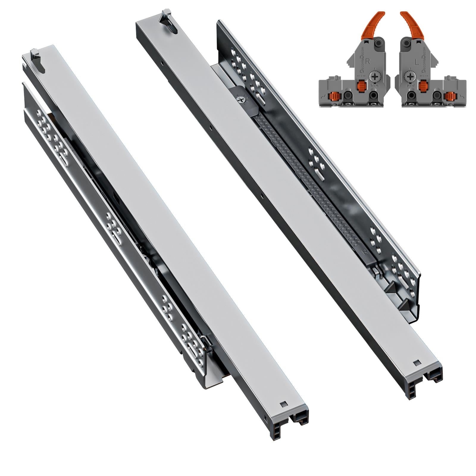 Undermount Drawer Runners 600mm - Soft Close, Full Extension - 590mm Drawer Length - Drawer Runners - View 7 | Decoranddecor