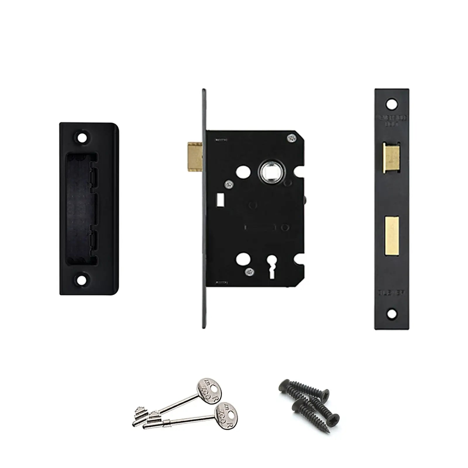 Spectra Matt Black Privacy Door Lever Handles - Sash Lock Kit Set - Decor And Decor