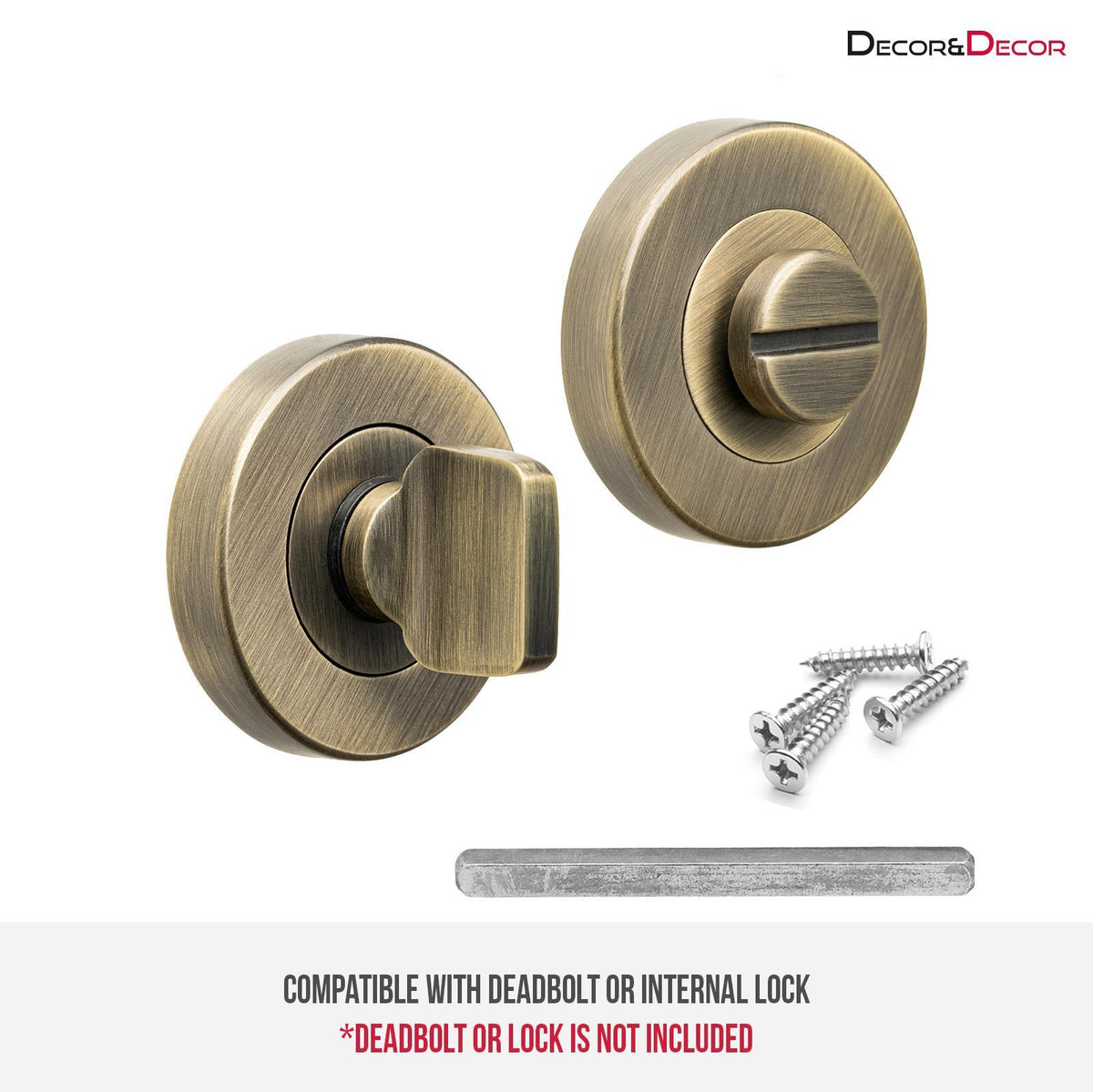 Fire Rated Tubular Mortice Deadbolt and Bathroom Turn And Release Thumbturn - Antique Brass – view 9
