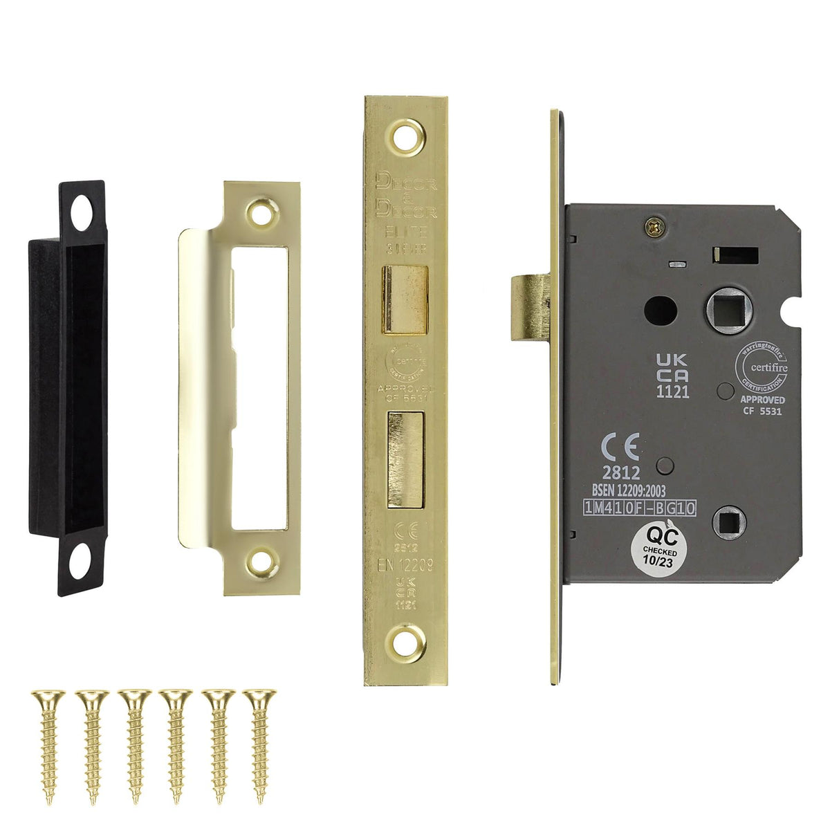 Fire Rated Bathroom Mortice Lock - 64mm - Electro Brass