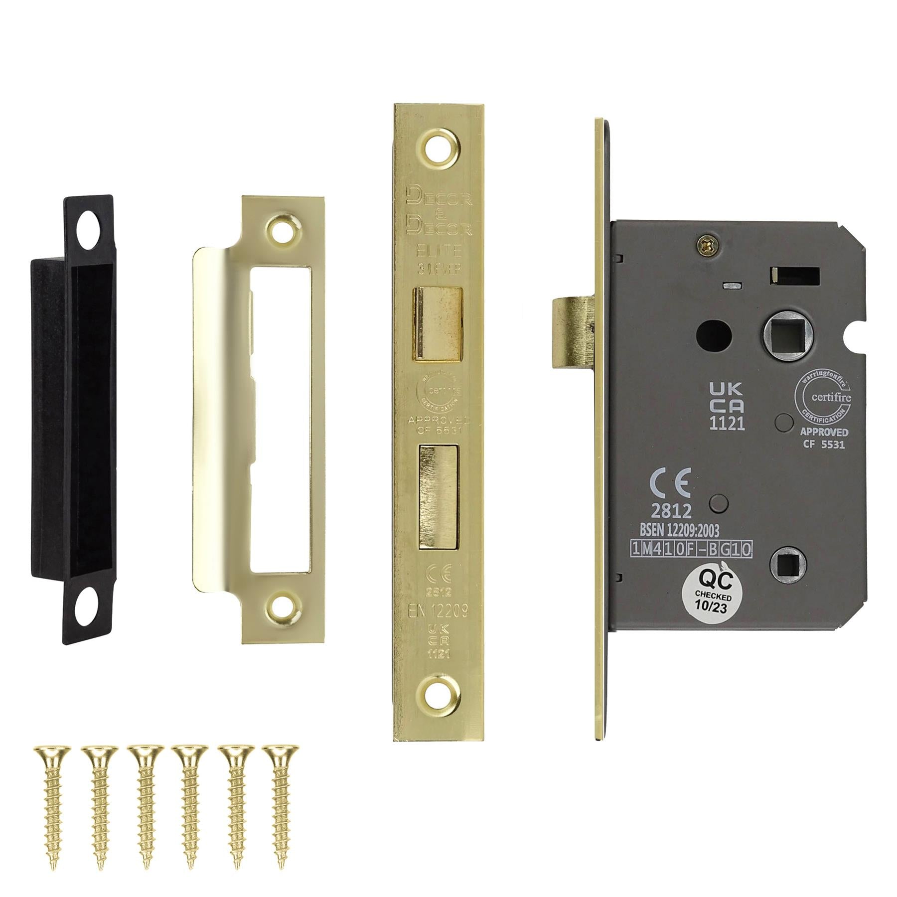 Fire Rated Bathroom Mortice Lock - 64mm - Electro Brass - Bathroom Mortice Locks | Decoranddecor